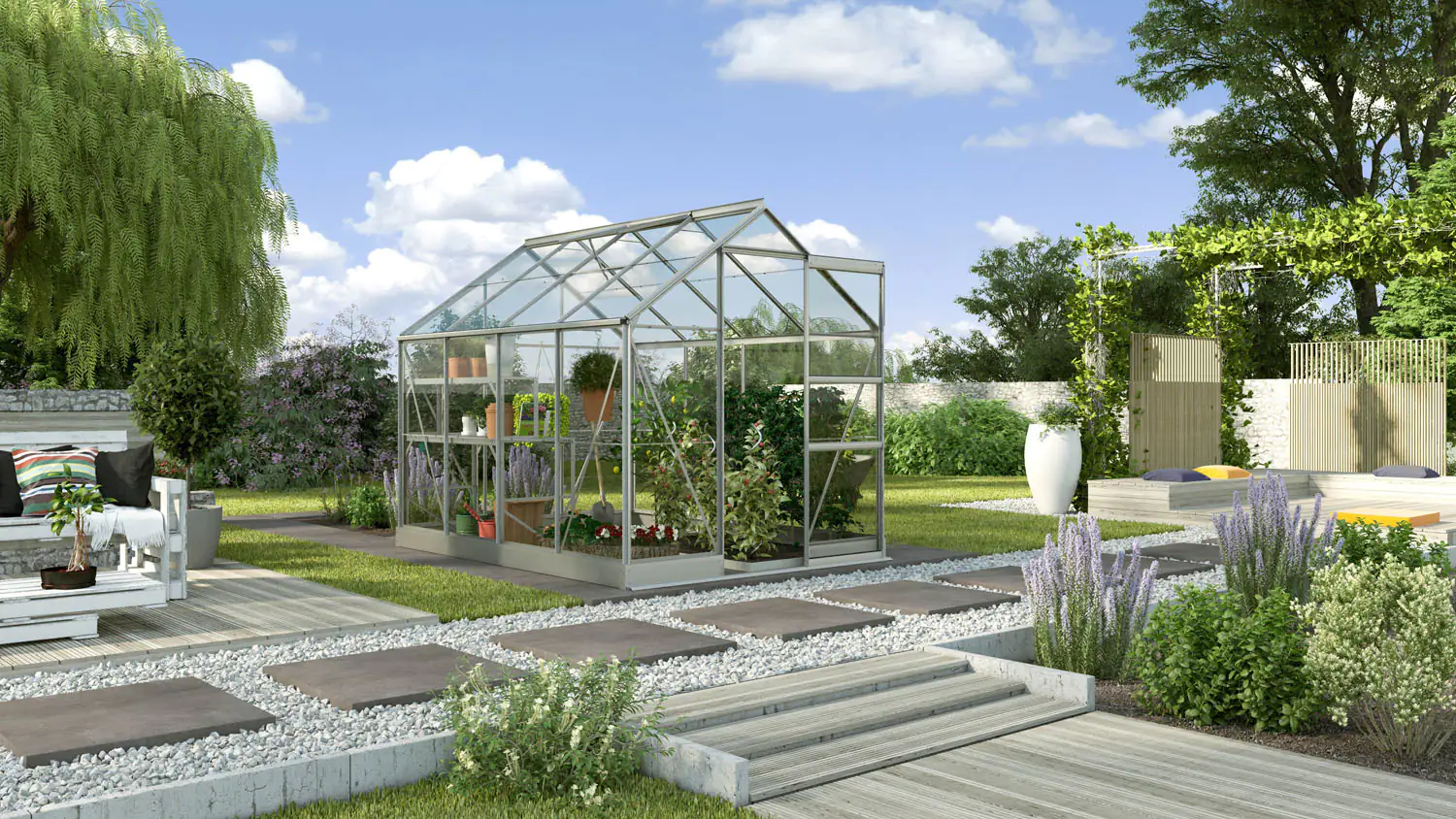 4005717194574 Vitavia Gewächshaus-Set Eris 5000 194 x 262 cm 3 mm Sicherheitsglas