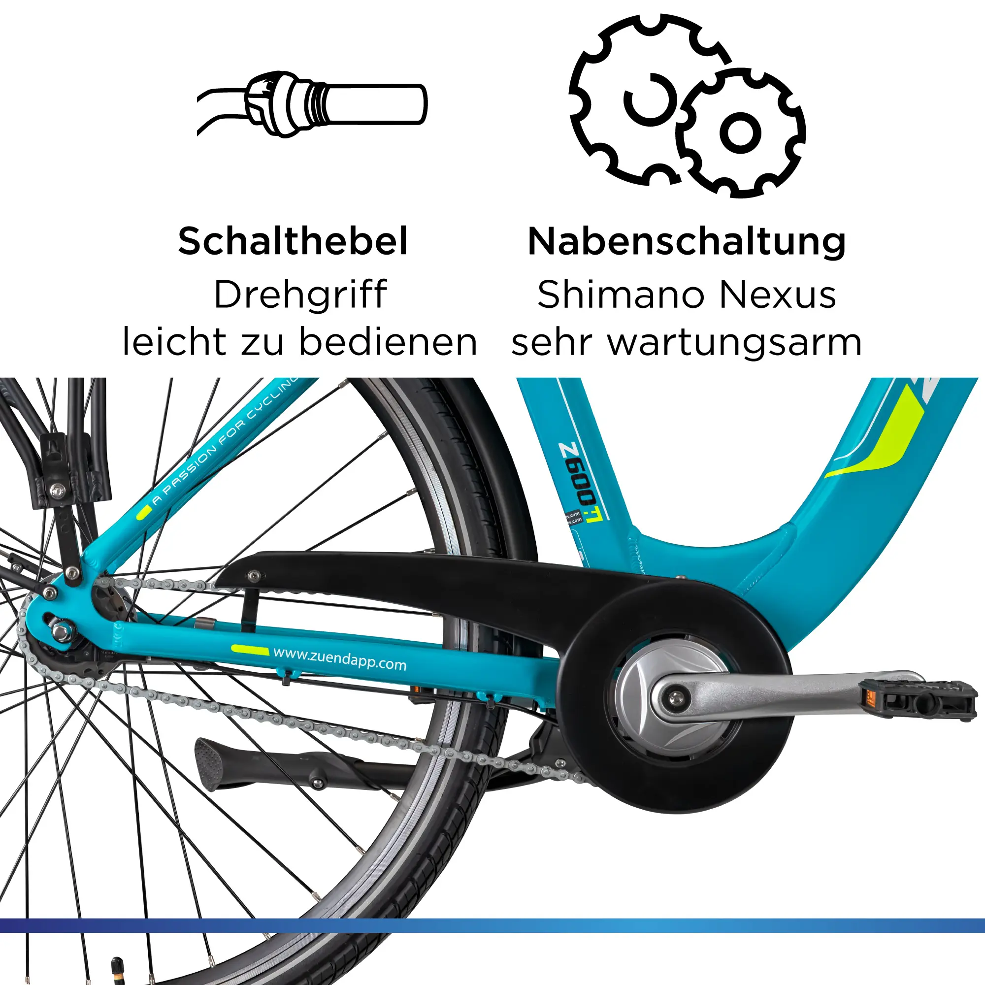 Zündapp E-Bike City Z600 28 Zoll 7-Gang 522 Wh türkisblau