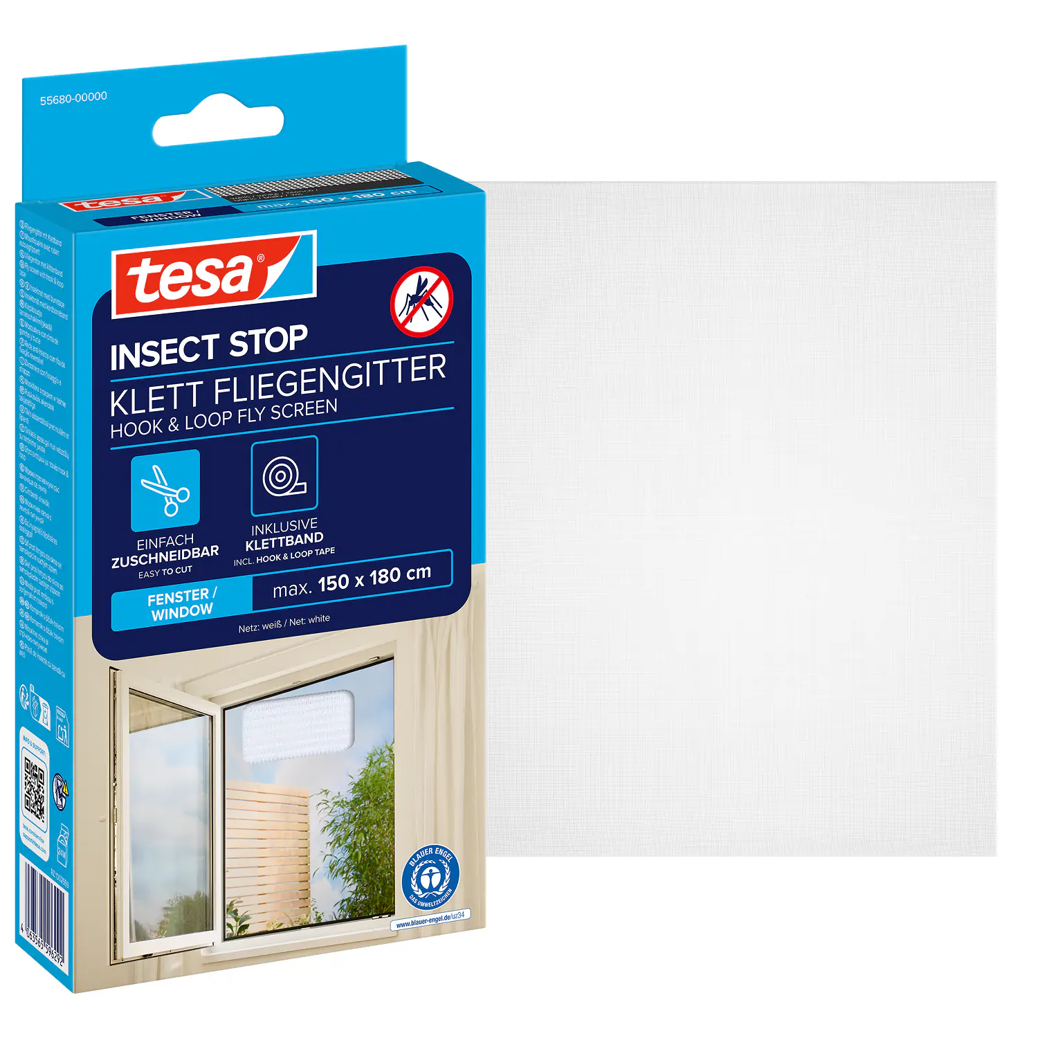tesa Fliegengitter STANDARD 150 x 180 cm weiß individuell kürzbar