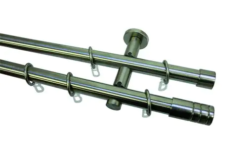 Gardinia Stilgarnitur Zylinder edelstahl, 160 cm, 2-läufig Gardinia Stilgarnitur Zylinder edelstahl, 160 cm, 2-läufig