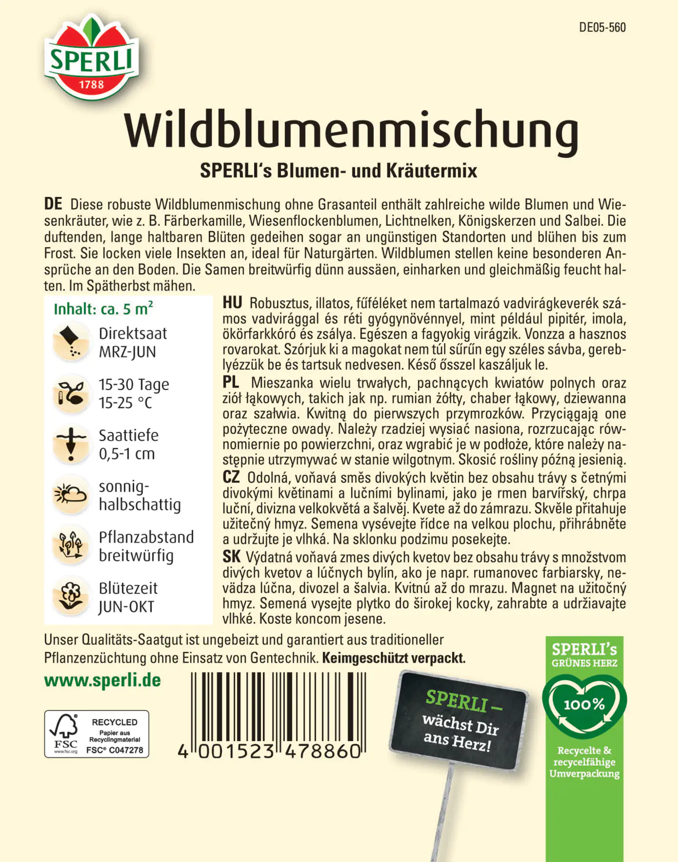 Sperli Wildblumenmischung Blumen- und Kräutermischung Sperli Wildblumenmischung Blumen- und Kräutermischung