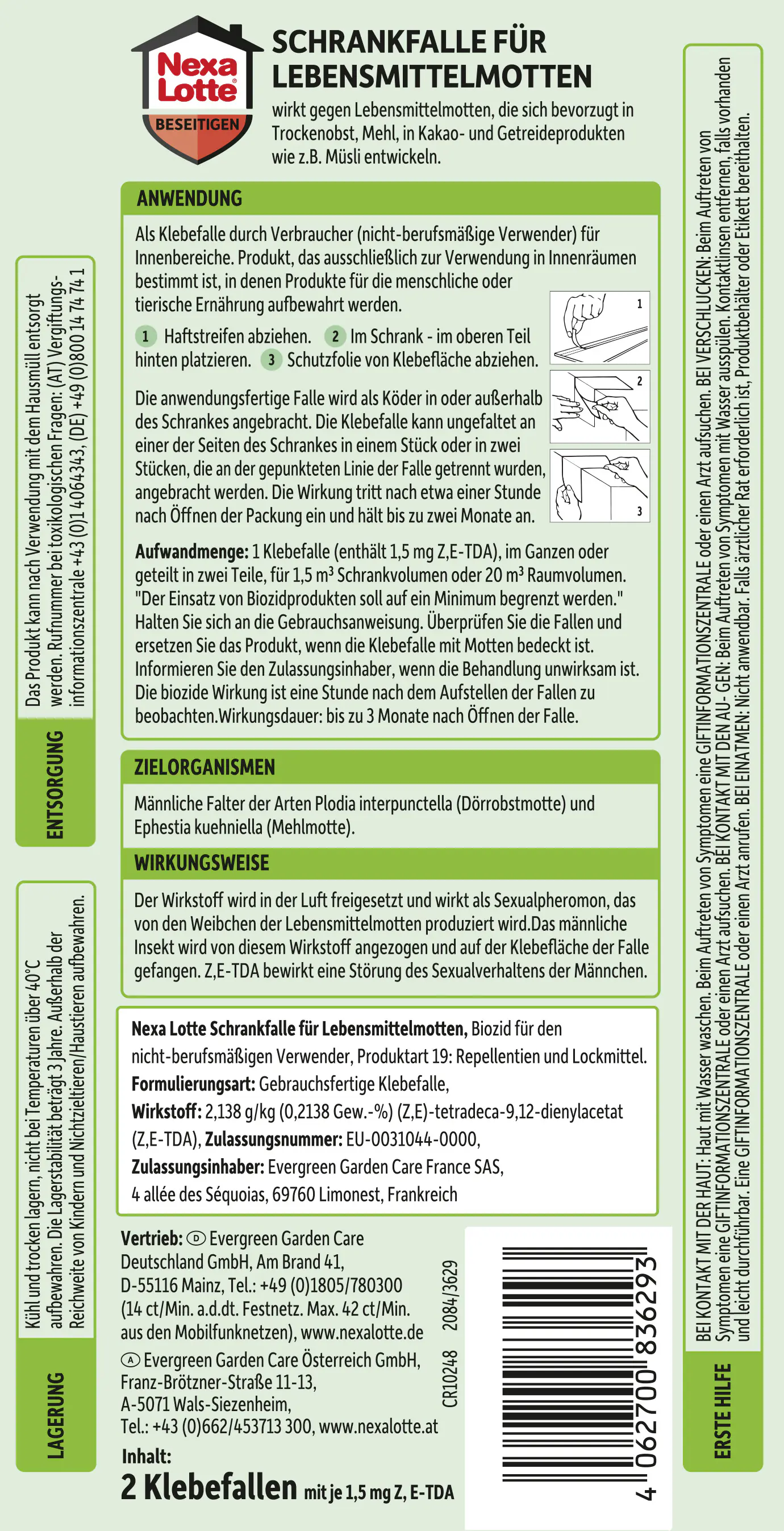 Nexa Lotte Schrankfalle für Lebensmittelmotten 2 Stück