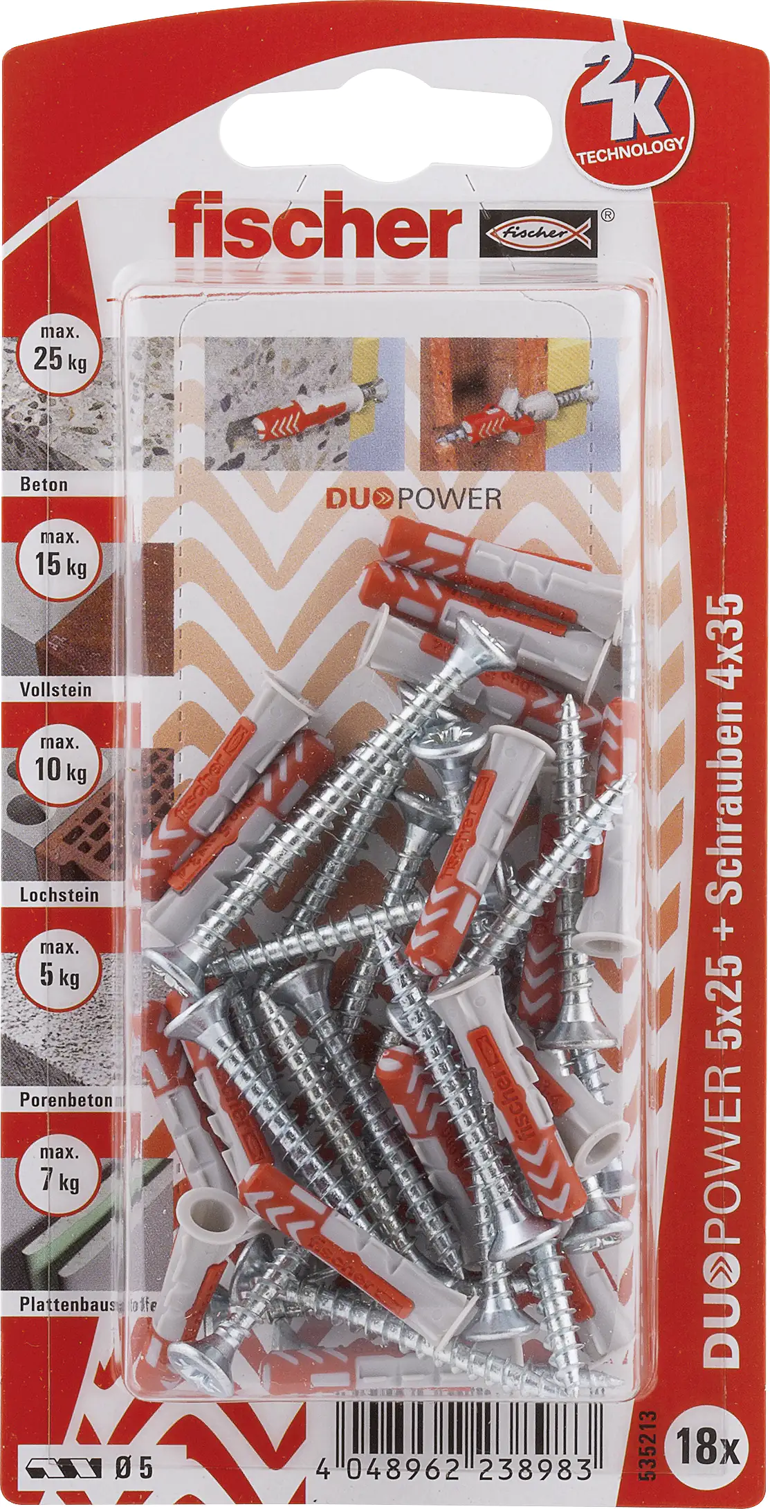 Fischer Dübel Duopower Fischer Dübel-Set Duopower 5.0 x 25 mm - 18 Stück