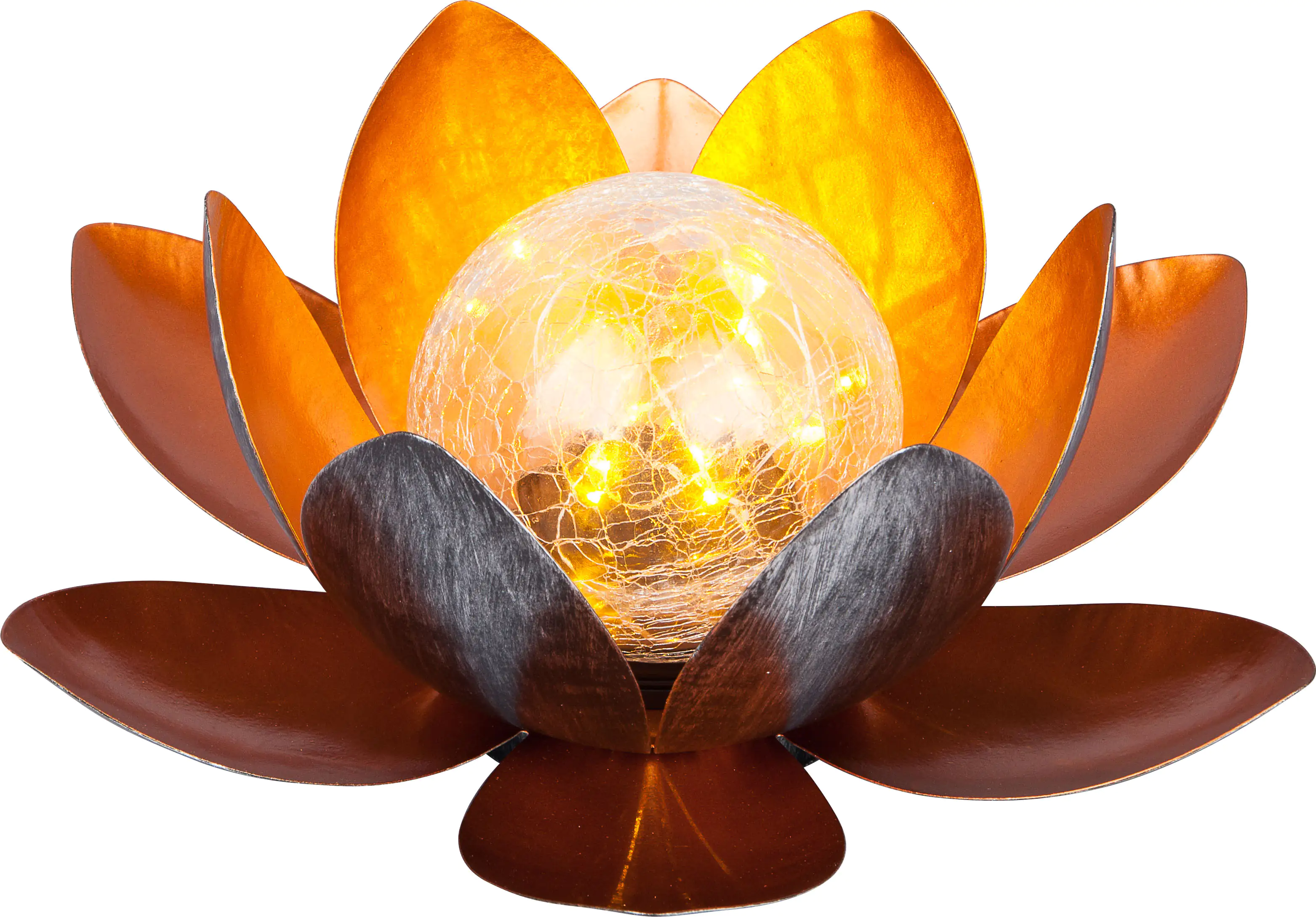 TrendLine LED Solarleuchte Seerose kupfer mit Glaskugel