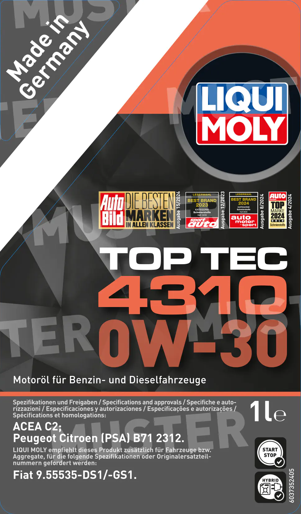 Liqui Moly Motoröl Top Tec 4310 0W-30 1 L Liqui Moly Motoröl Top Tec 4310 0W-30 1 L