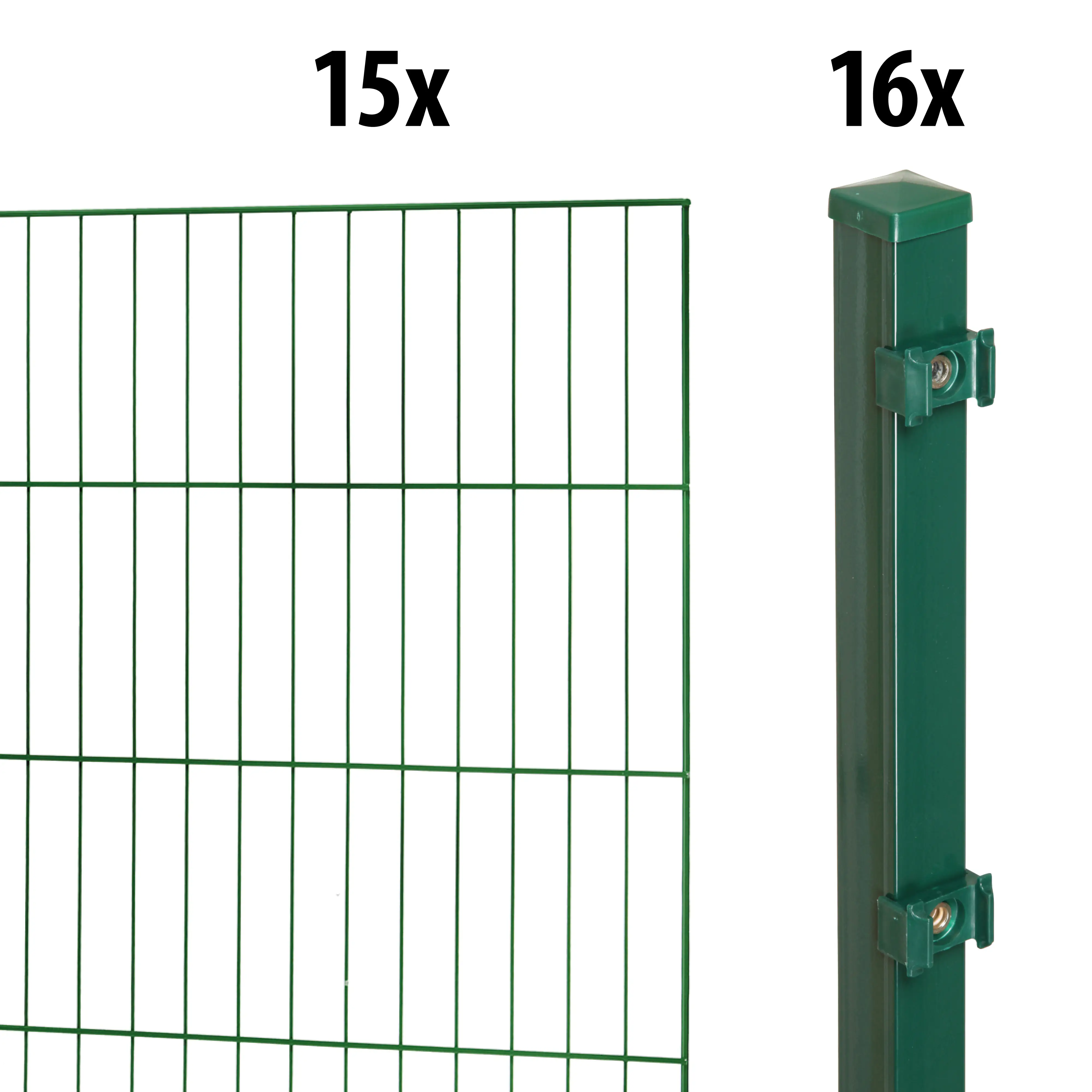 Floraworld Einstabmatten-Zaun Set Classic 30 m 200 x 75 cm inkl. 16 Pfosten 125 cm moosgrün