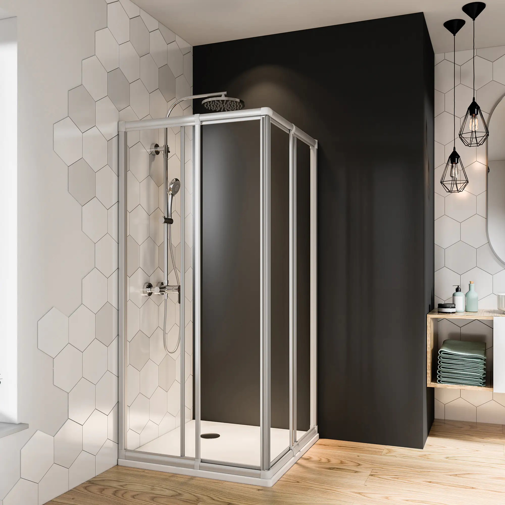 Breuer Fara 4 Eckdusche Diagonaleinstieg 70-80 cm breit Alu matt