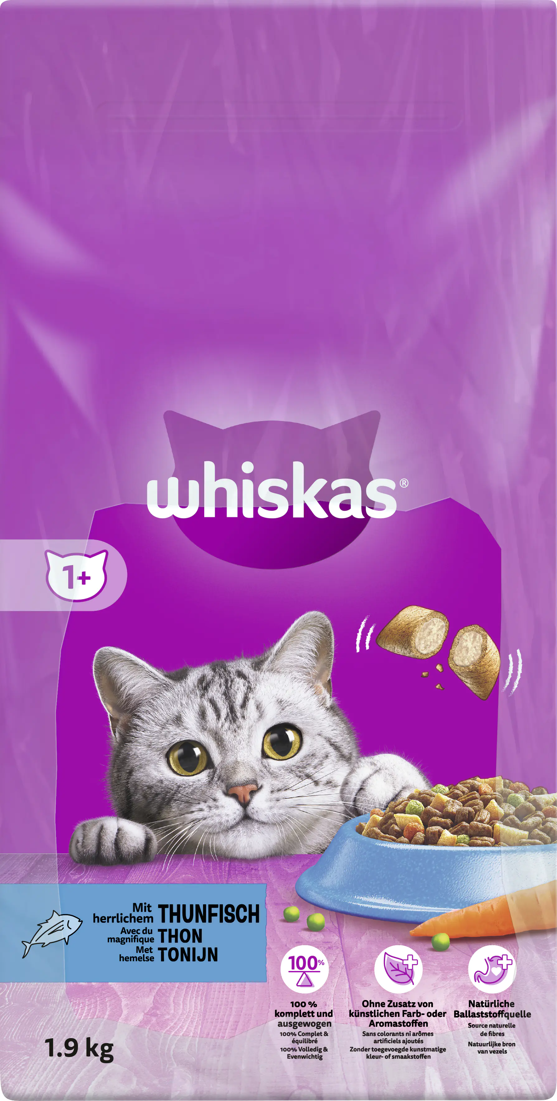 Whiskas Trockenfutter Adult 1+ mit Thunfisch 1,9 kg