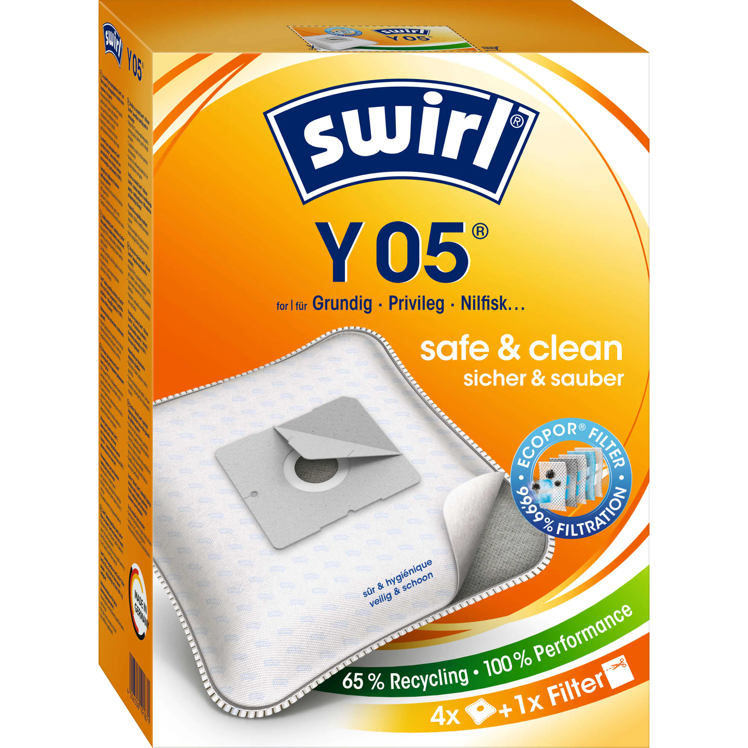 Swirl Y 05 EcoPor Staubsaugerbeutel 4 Staubbeutel + 1 Filter Swirl Y 05 EcoPor Staubsaugerbeutel 4 Staubbeutel + 1 Filter