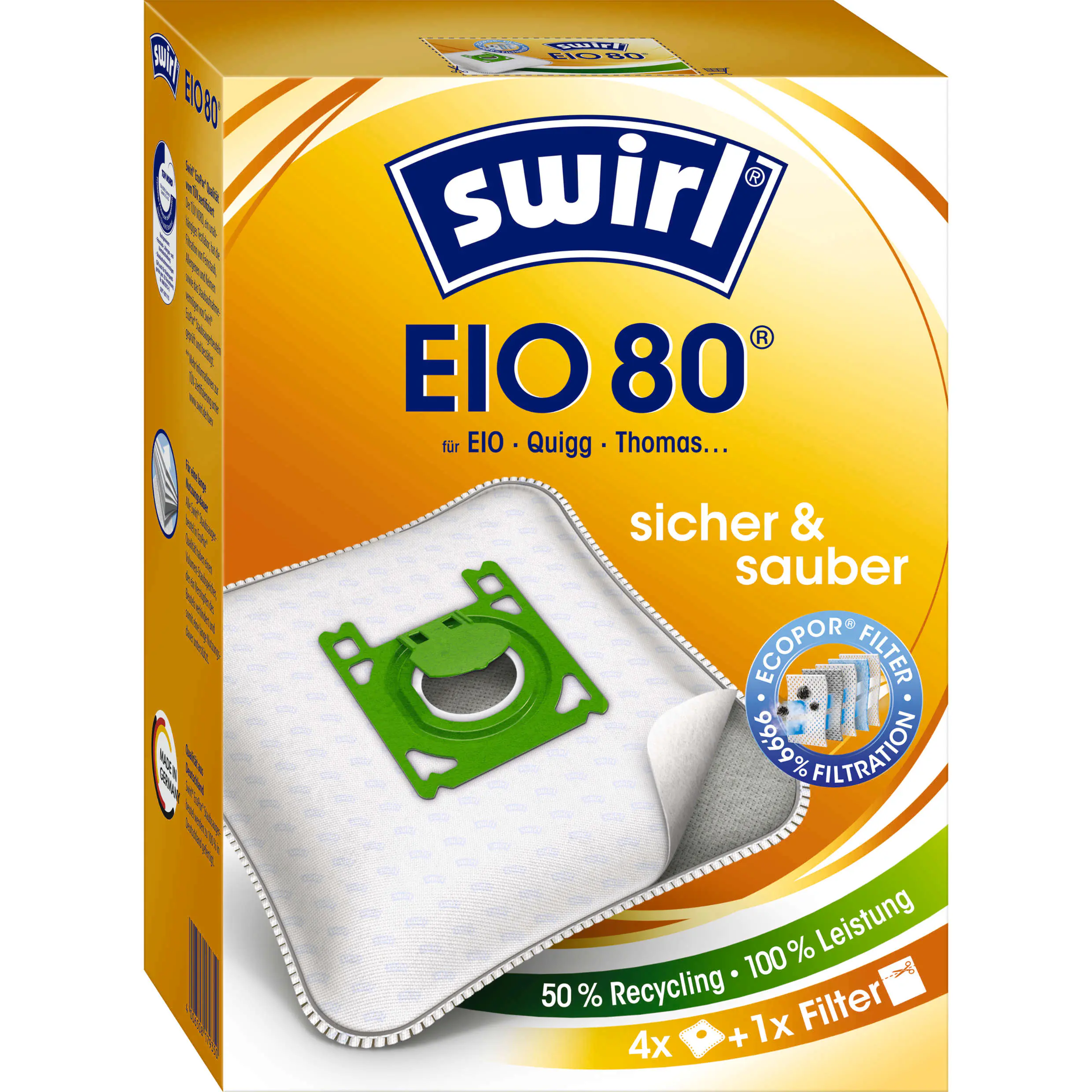 Swirl EIO 80 EcoPor Staubsaugerbeutel 4 Staubbeutel + 1 Filter Swirl EIO 80 EcoPor Staubsaugerbeutel 4 Staubbeutel + 1 Filter
