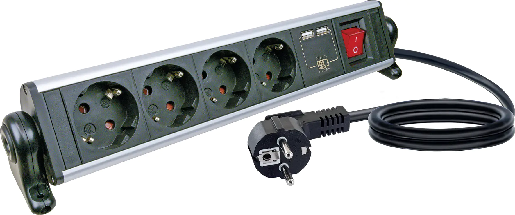 Schwaiger Steckdosenleiste 4 + 2, 1,4 m 4x Haushaltsstecker (Typ F), 2x USB