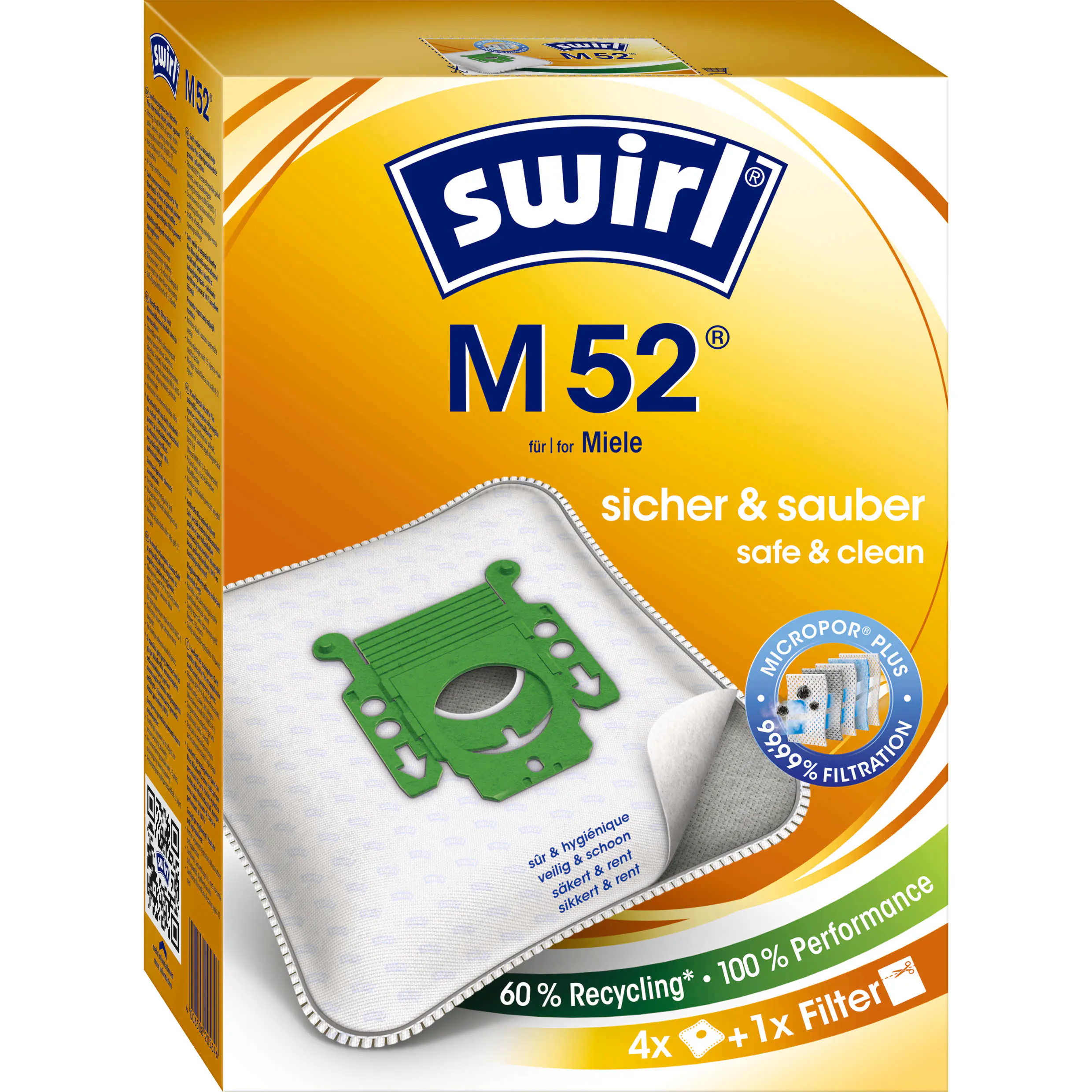Swirl M 52 EcoPor Staubsaugerbeutel 4 Staubbeutel + 1 Filter