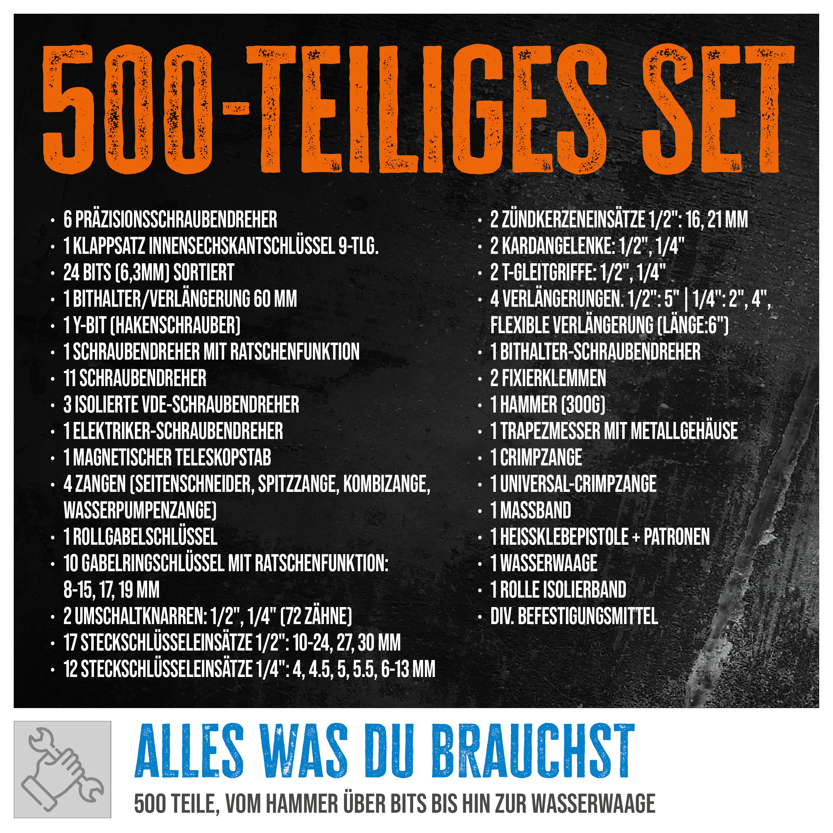 Güde Werkzeug-Trolley GWZT 500 Werkzeugkoffer 500-teilig