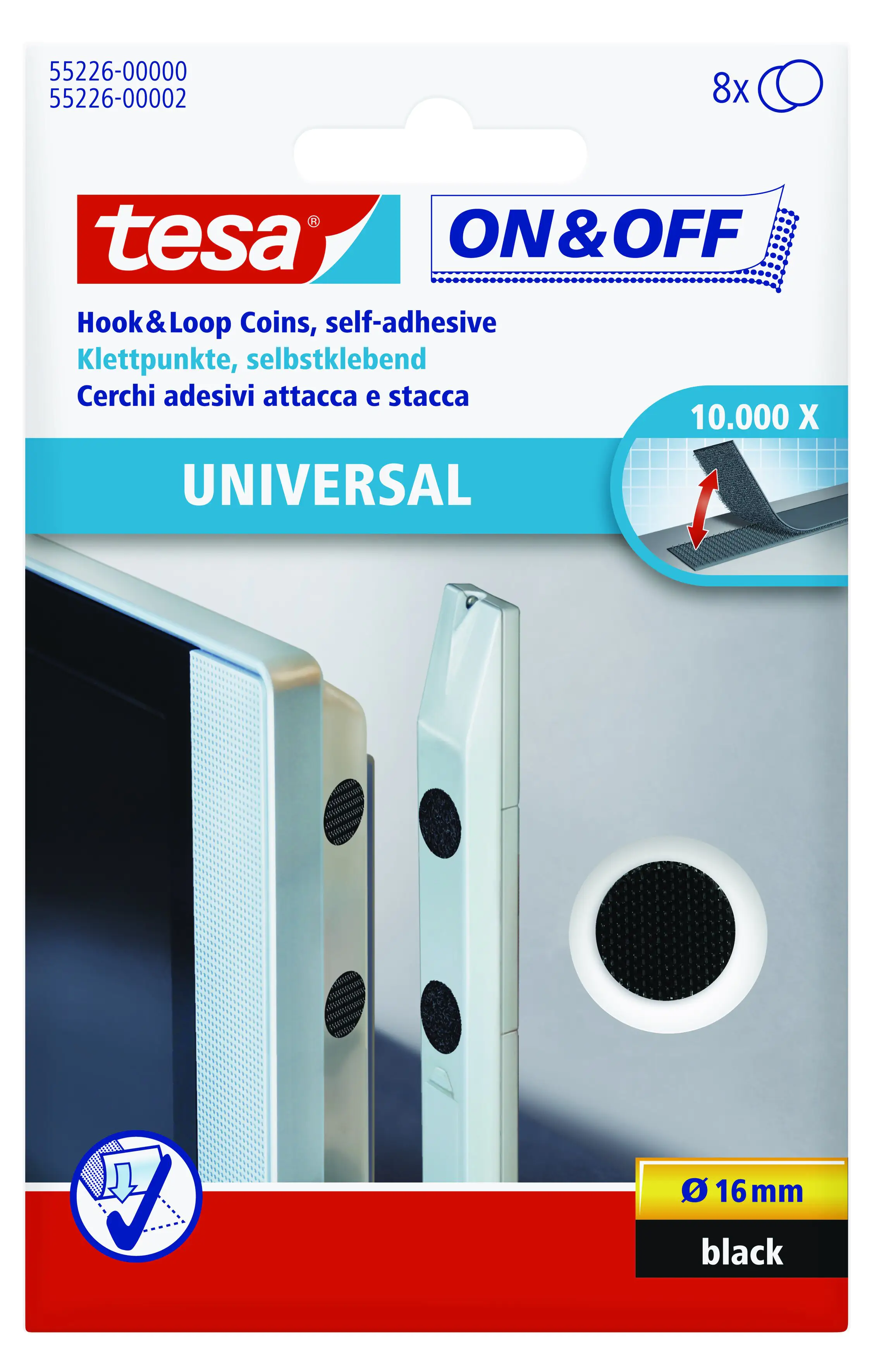 tesa On & Off Klettpunkt Ø 16mm, schwarz