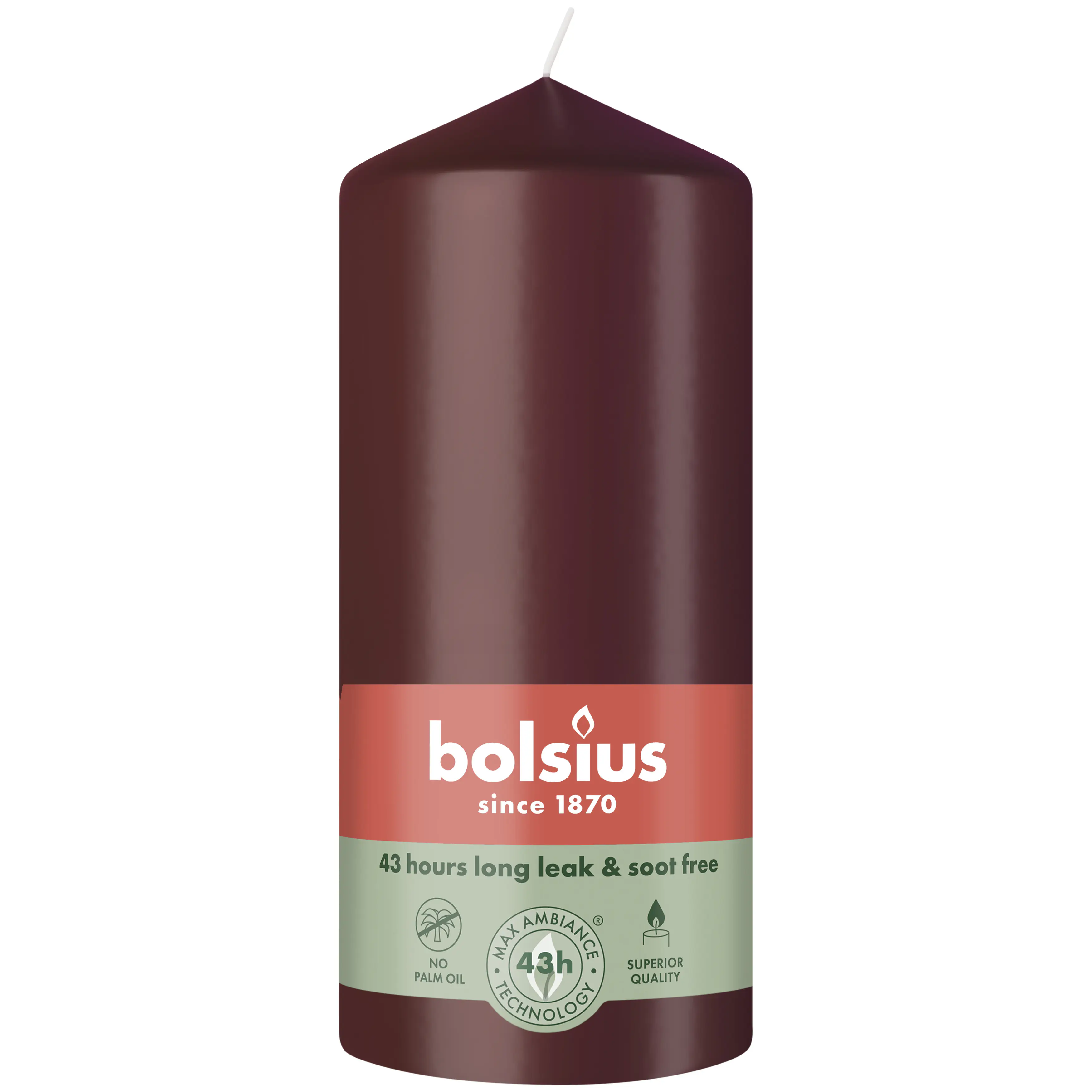 Bolsius Stumpenkerze samtrot 13 cm Ø 6,8 cm 