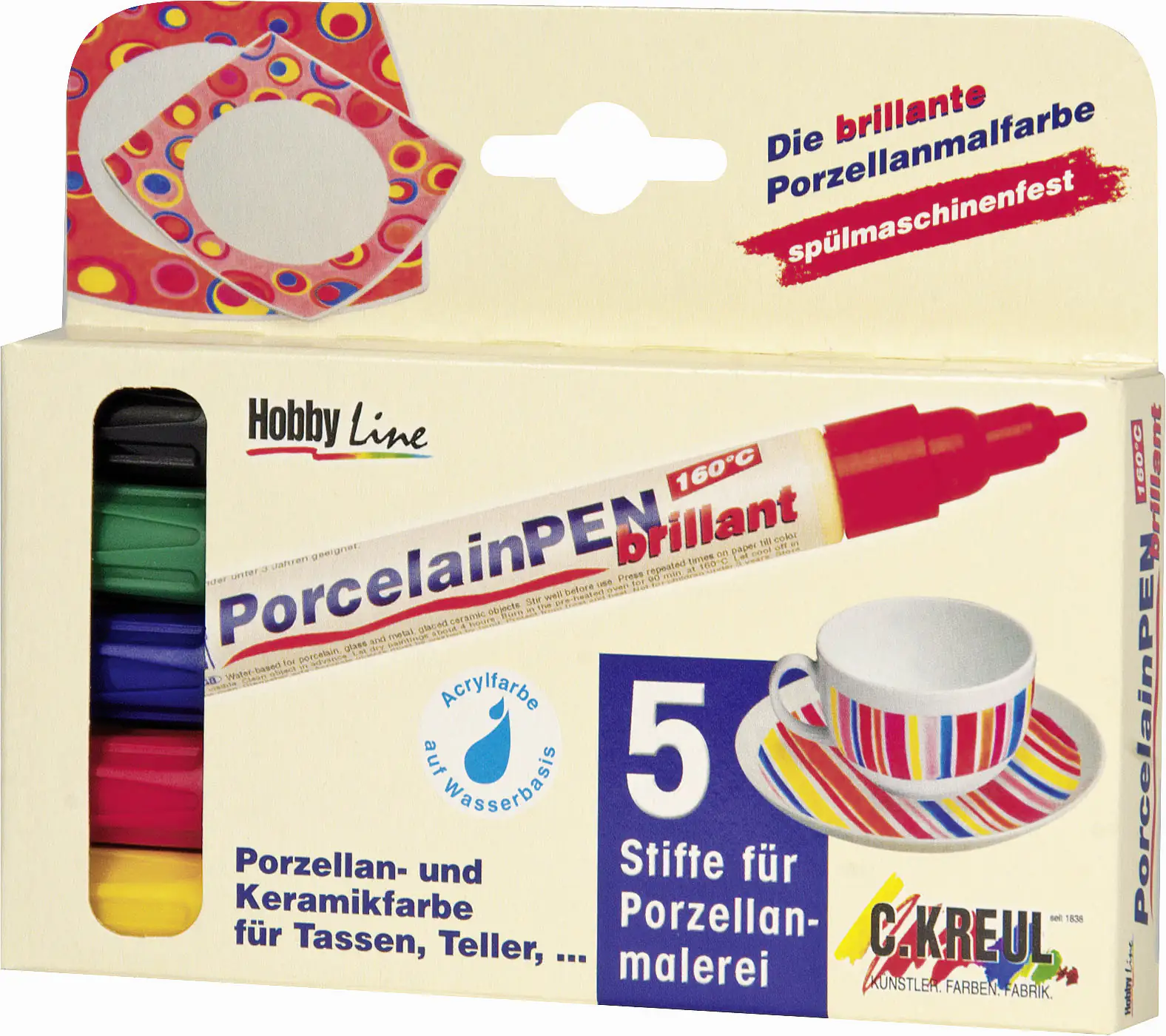 4000798164003_1529968 Kreul Porzellanmaler brillant 5er Set PorcelainPen