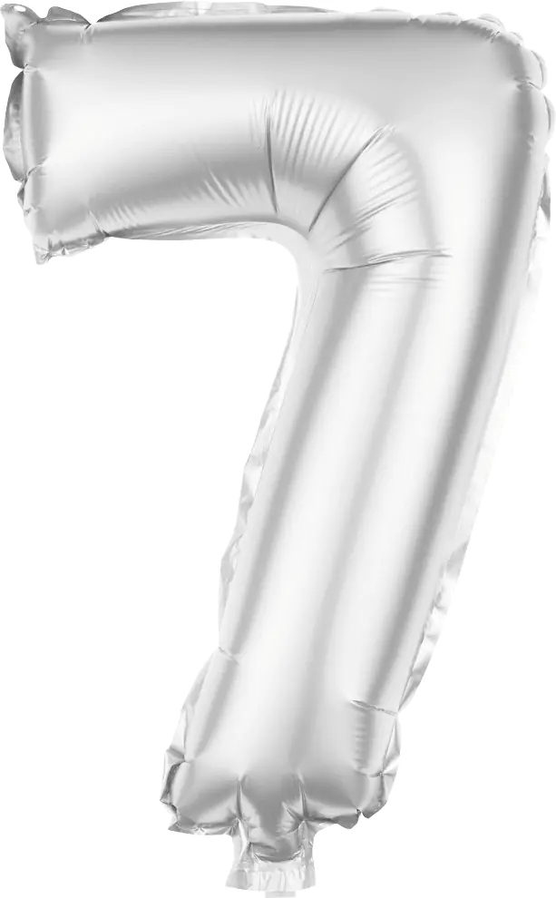 Folienballon Zahl 7 silber 100 cm