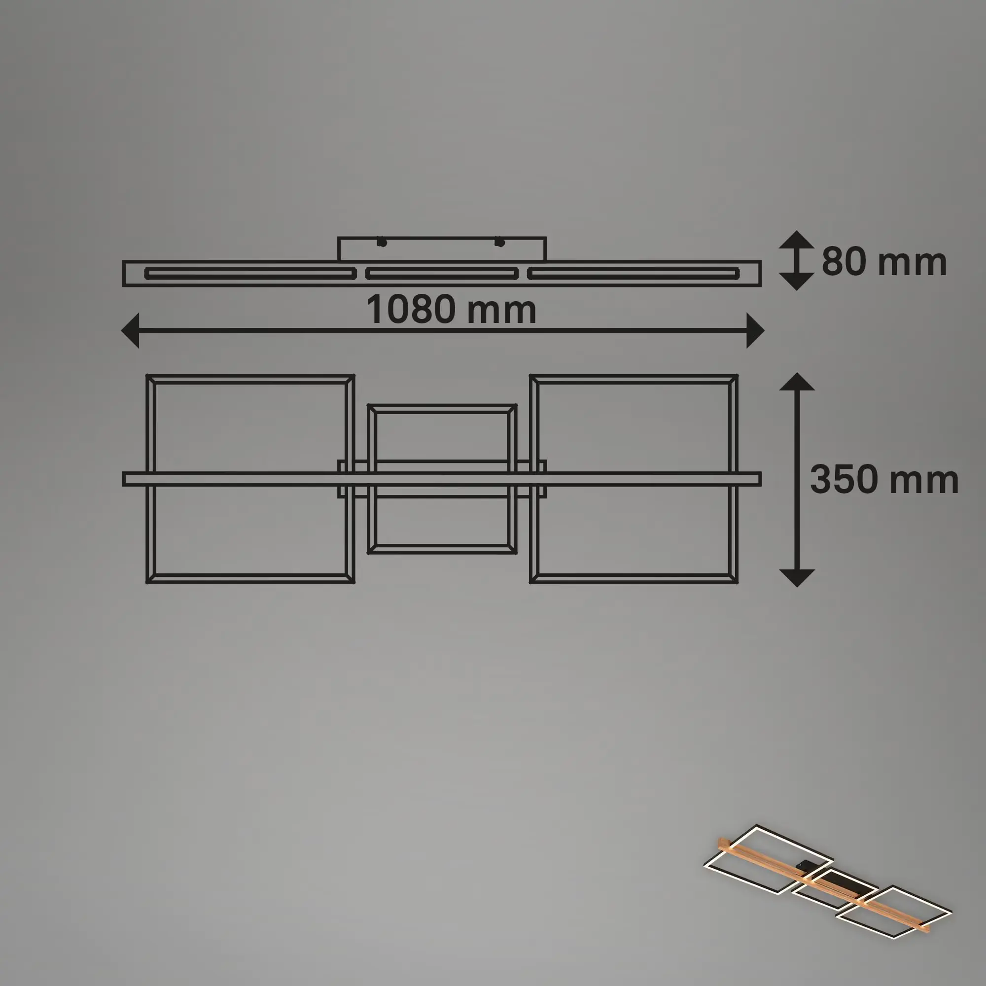 Briloner LED-Deckenleuchte MOLDURA  schwarz Holz 36W