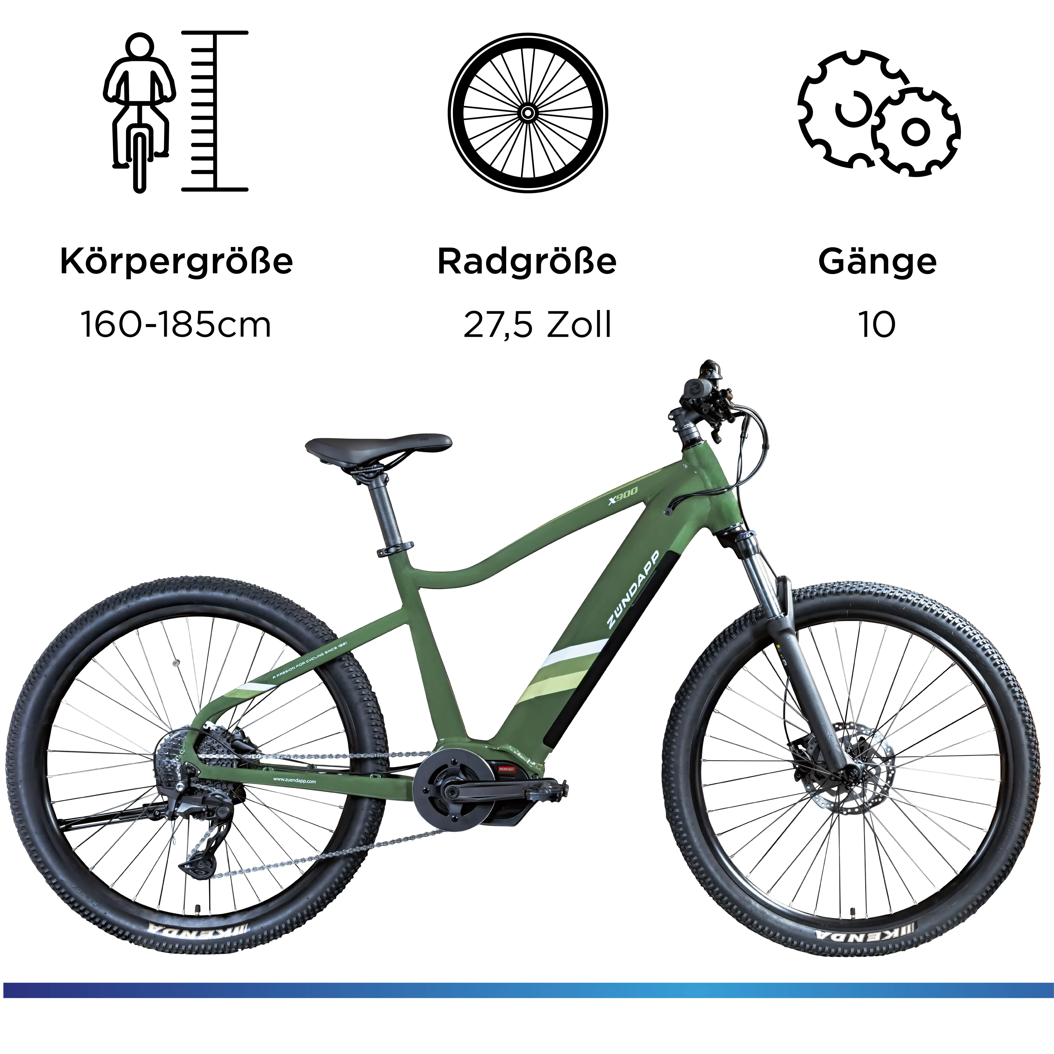 Zündapp E-Bike MTB X900 27,5 Zoll 10-Gang 733 Wh khaki Zündapp E-Bike MTB X900 27,5 Zoll 10-Gang 733 Wh khaki
