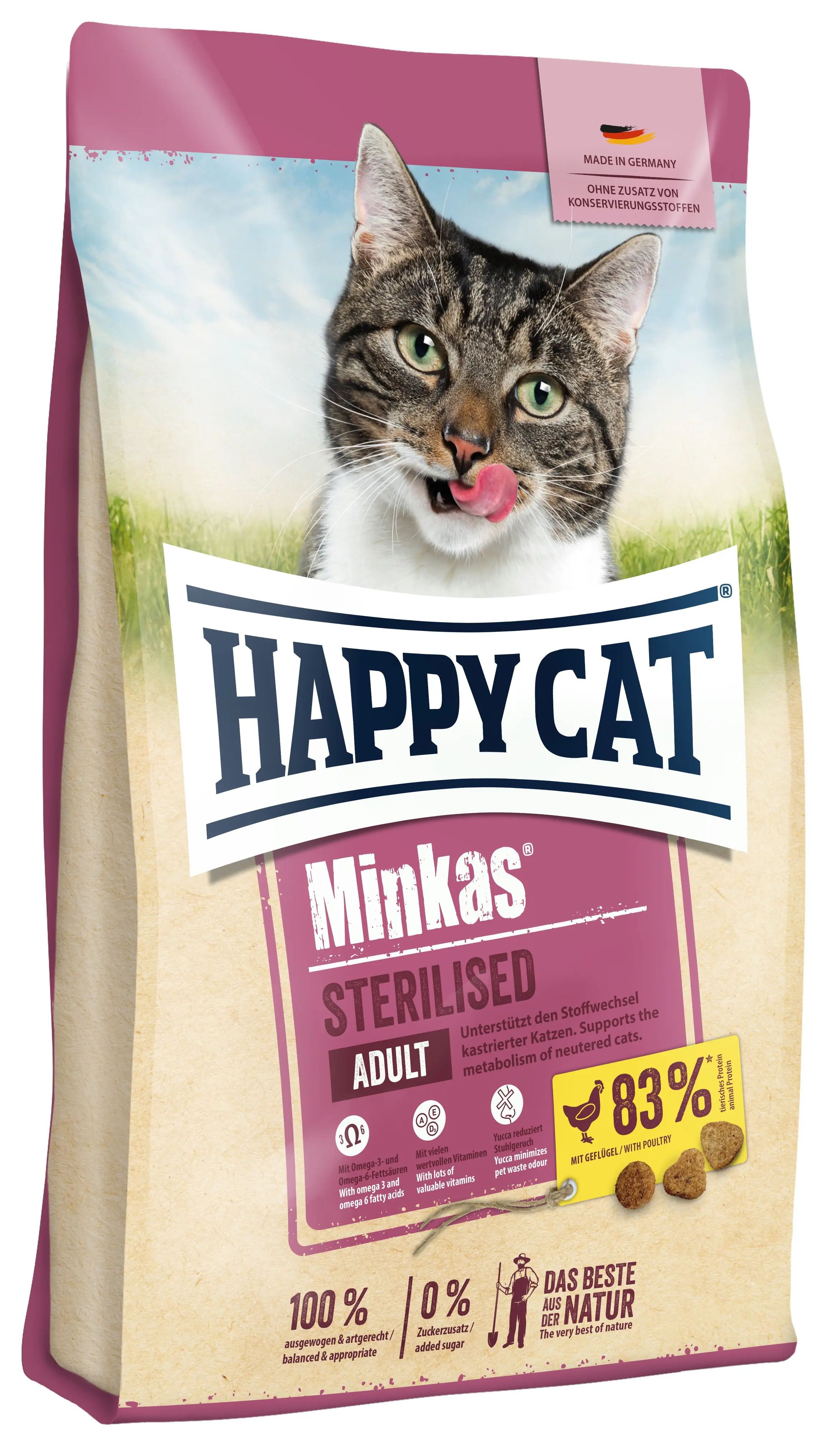 HappyCat Katzenfutter Minkas Sterilised Geflügel 500 g