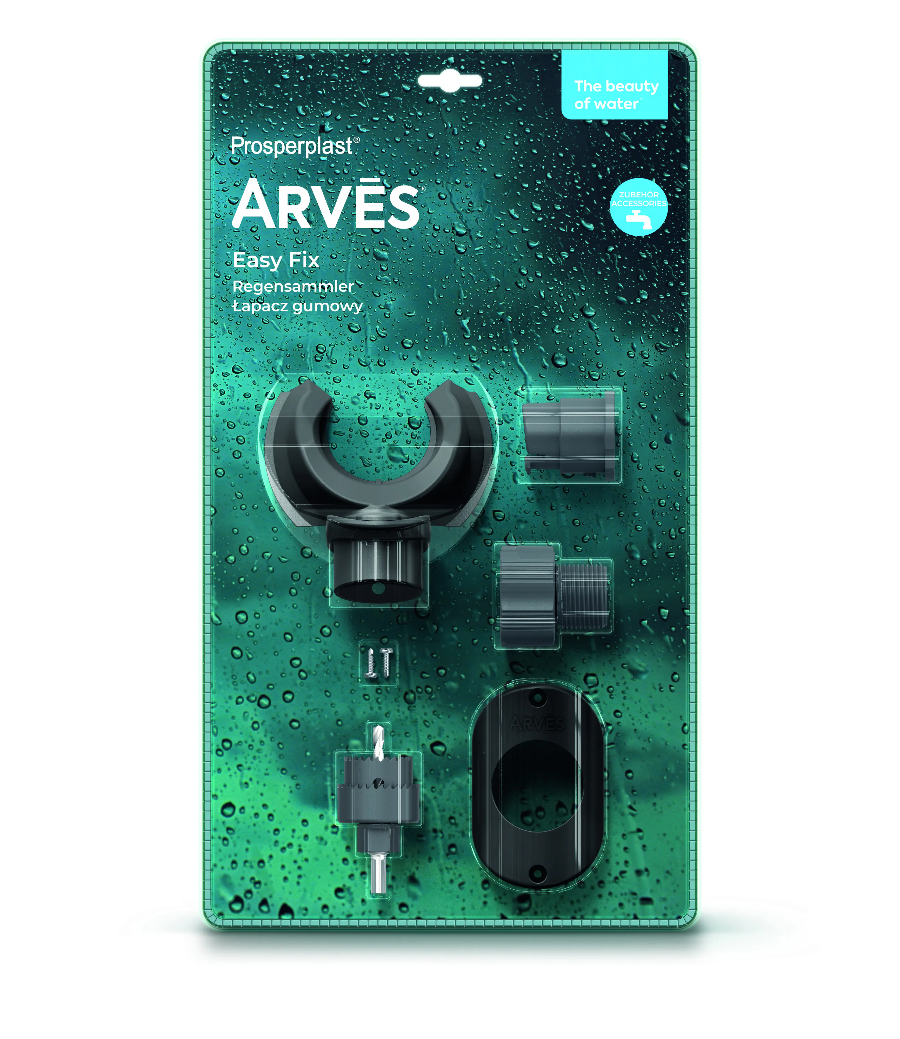 Arves Easy Fix Regensammler Set Comfort mit Handbohrer basalt