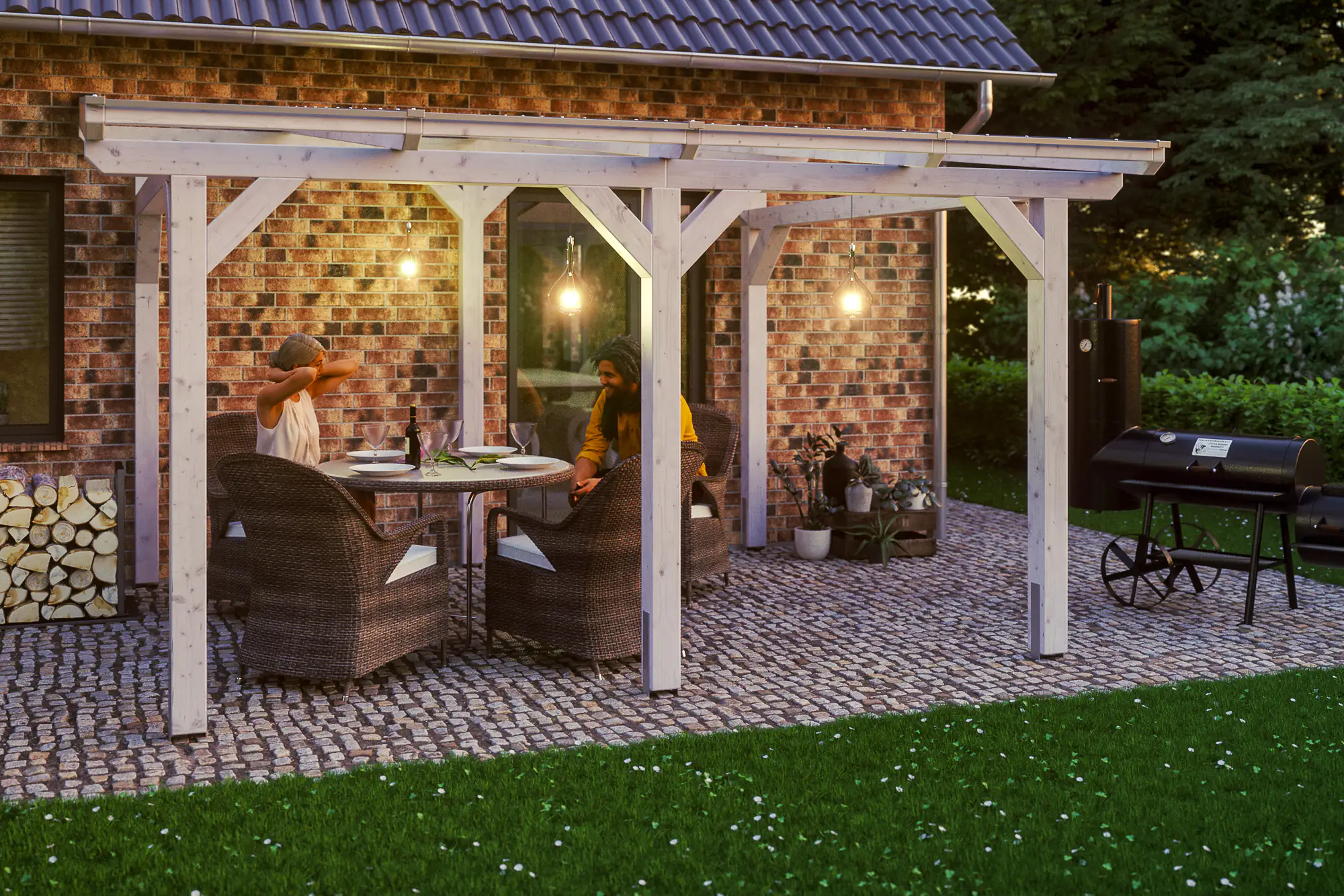 SKAN HOLZ Terrassenüberdachung Siena 434 x 300 cm Leimholz