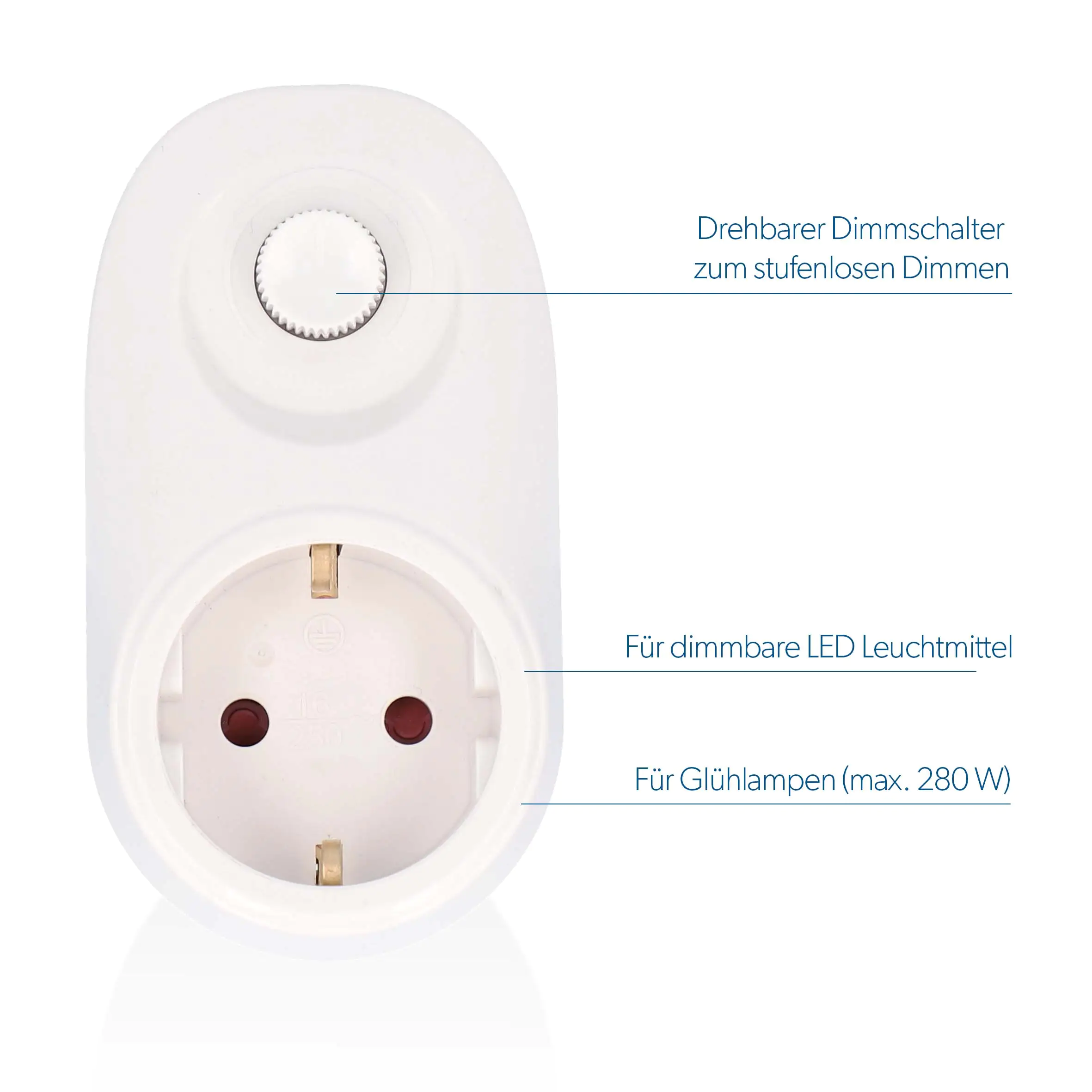 Zwischenstecker weiß mit Dimmer