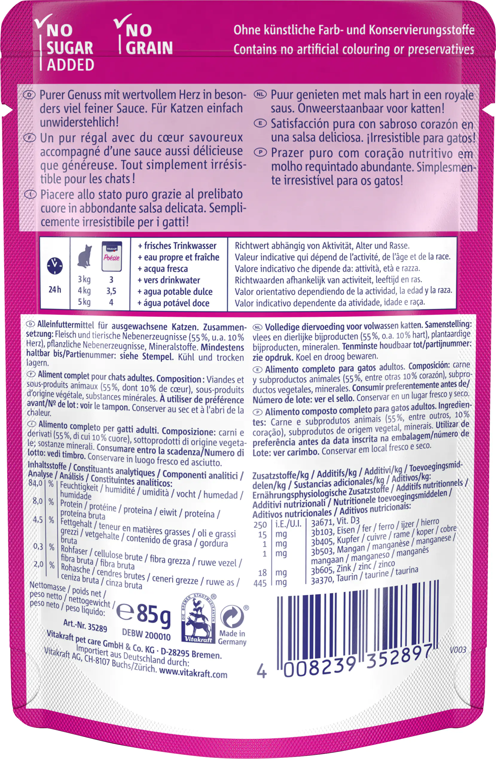 Vitakraft Poésie Katzenfutter Délice Sauce Herz 85 g