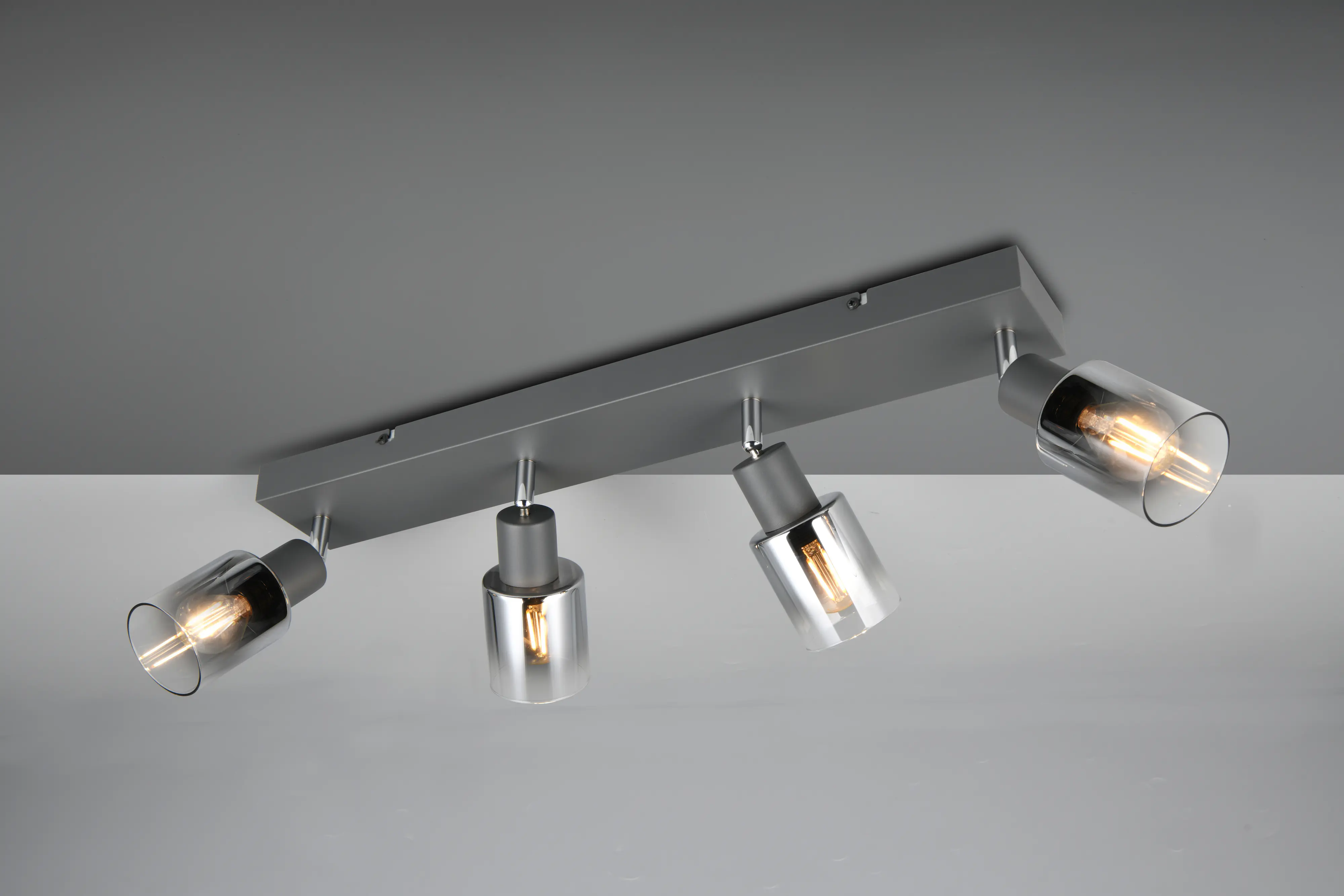 Reality Deckenstrahler 4er Spot Cadiz E14  schwarz Metall Glas Reality Deckenstrahler 4er Spot Cadiz E14  schwarz Metall Glas