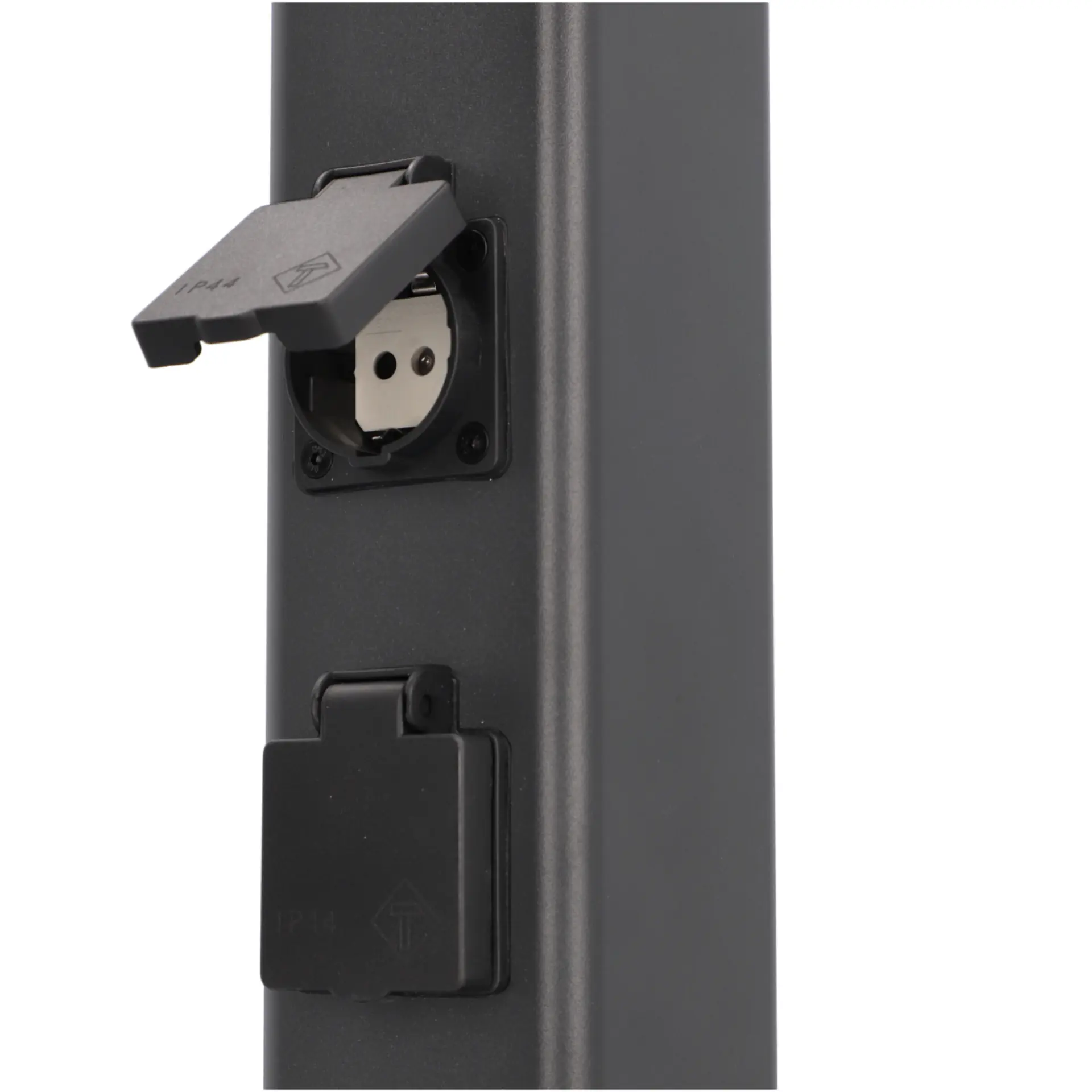 Unitec Gartensäule mit Leuchte & 2 Schutzkontakt-Steckdosen schwarz