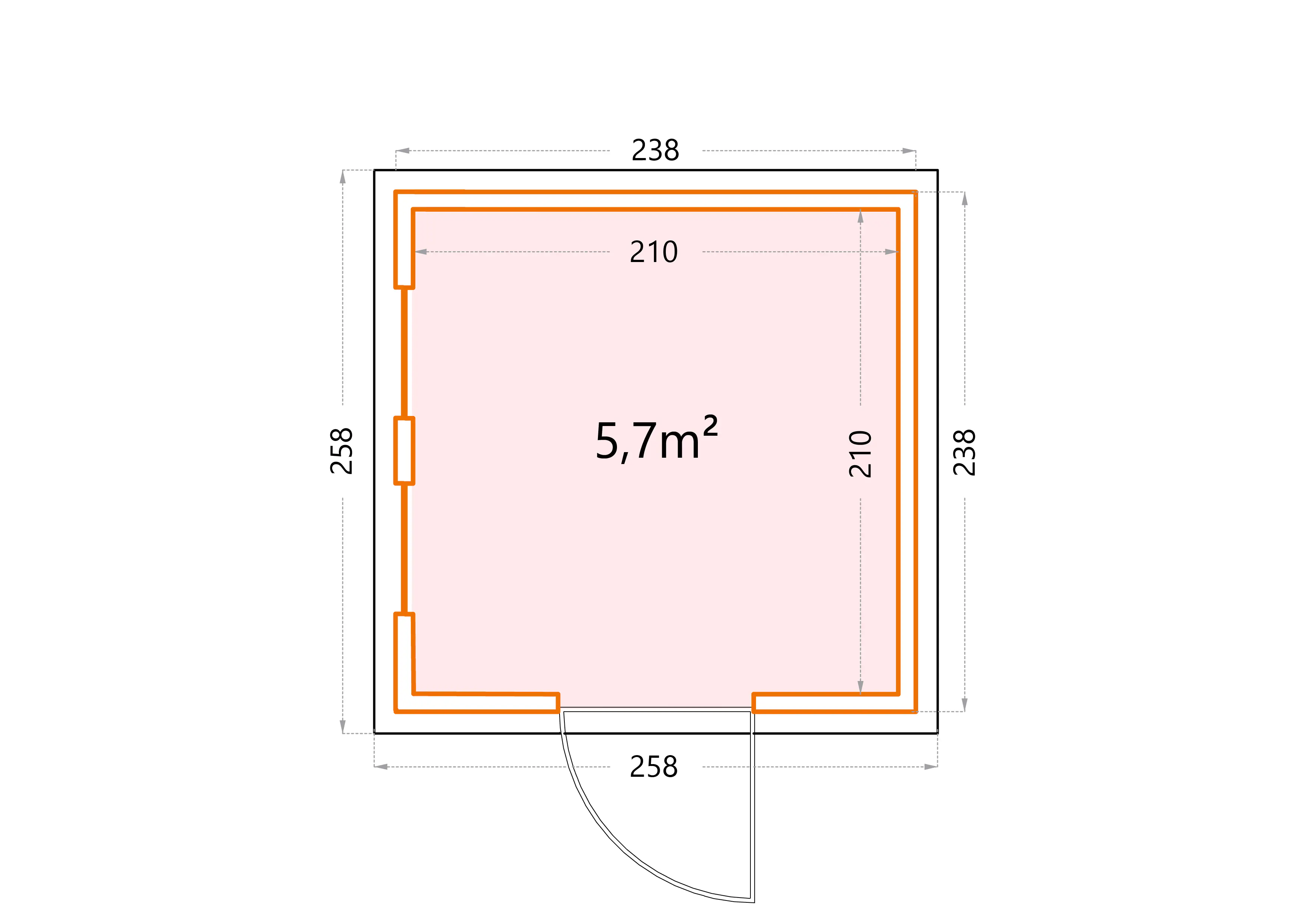 Telluria Gerätehaus Luminato 2424 EW weiß 238 x 238 cm