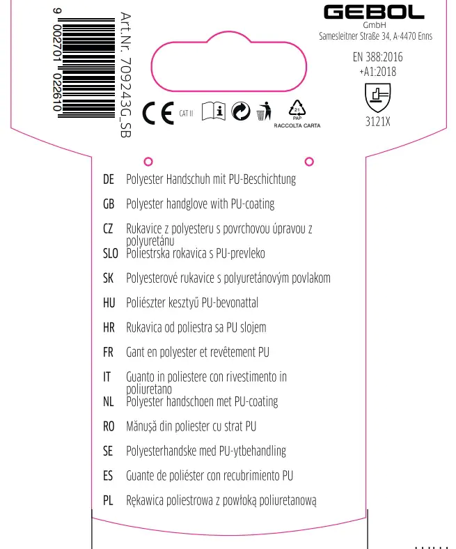 Gebol Handschuh Nano Flex grau