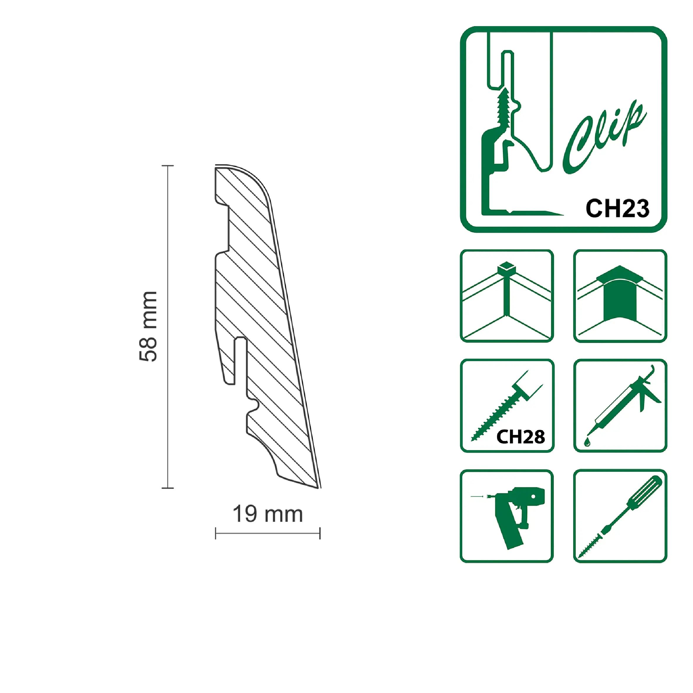 Neuhofer Fußleiste 240 cm x 58 x 19 mm Eiche Erle
