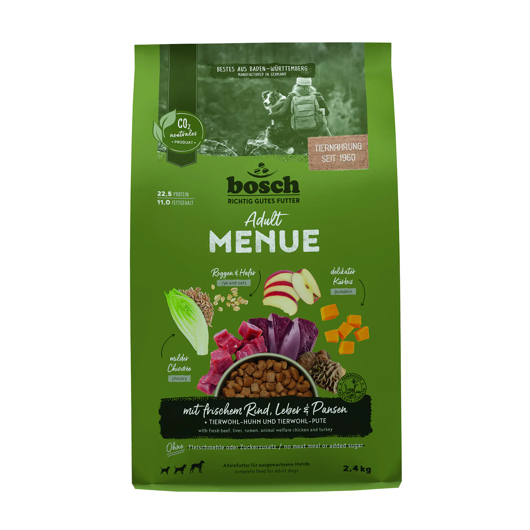 Bosch Hundetrockenfutter Adult Menue 2,4 kg Rind 