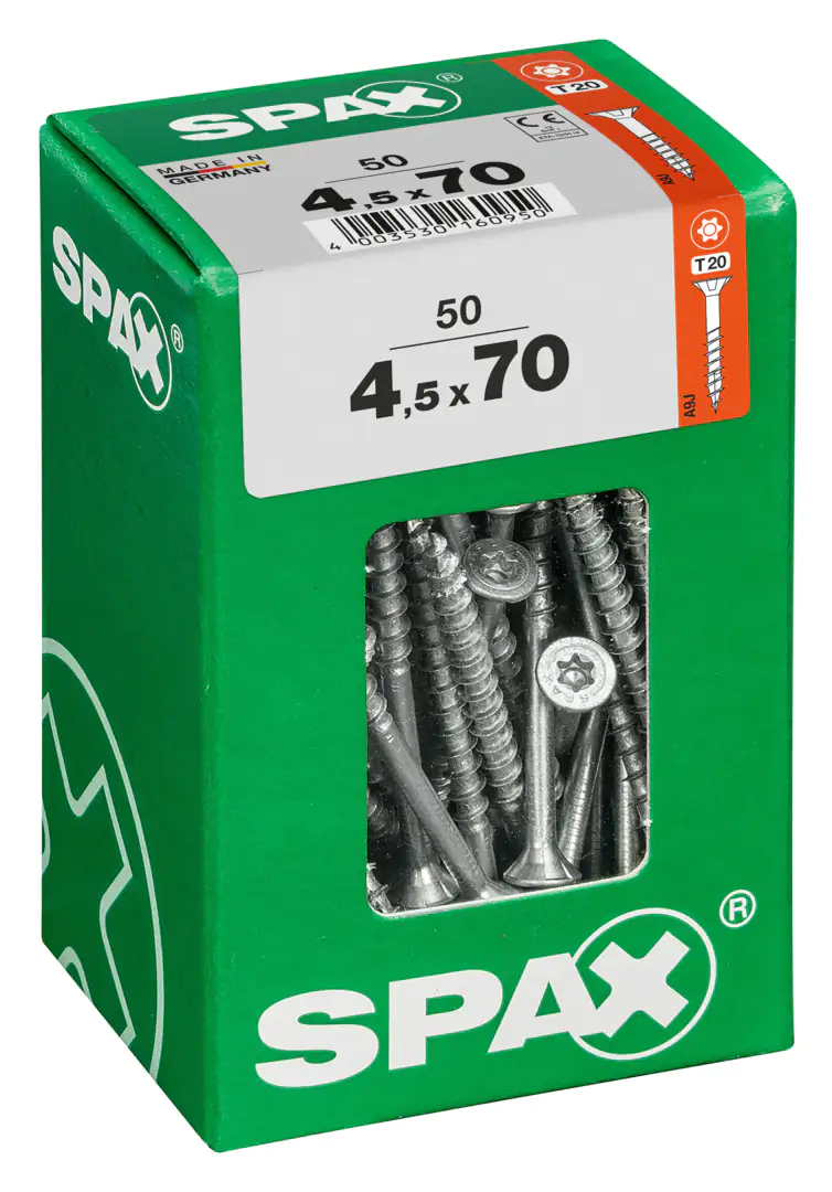 Spax Universalschrauben 4.5 x 70 mm TX 20 Senkkopf - 50 Stk.