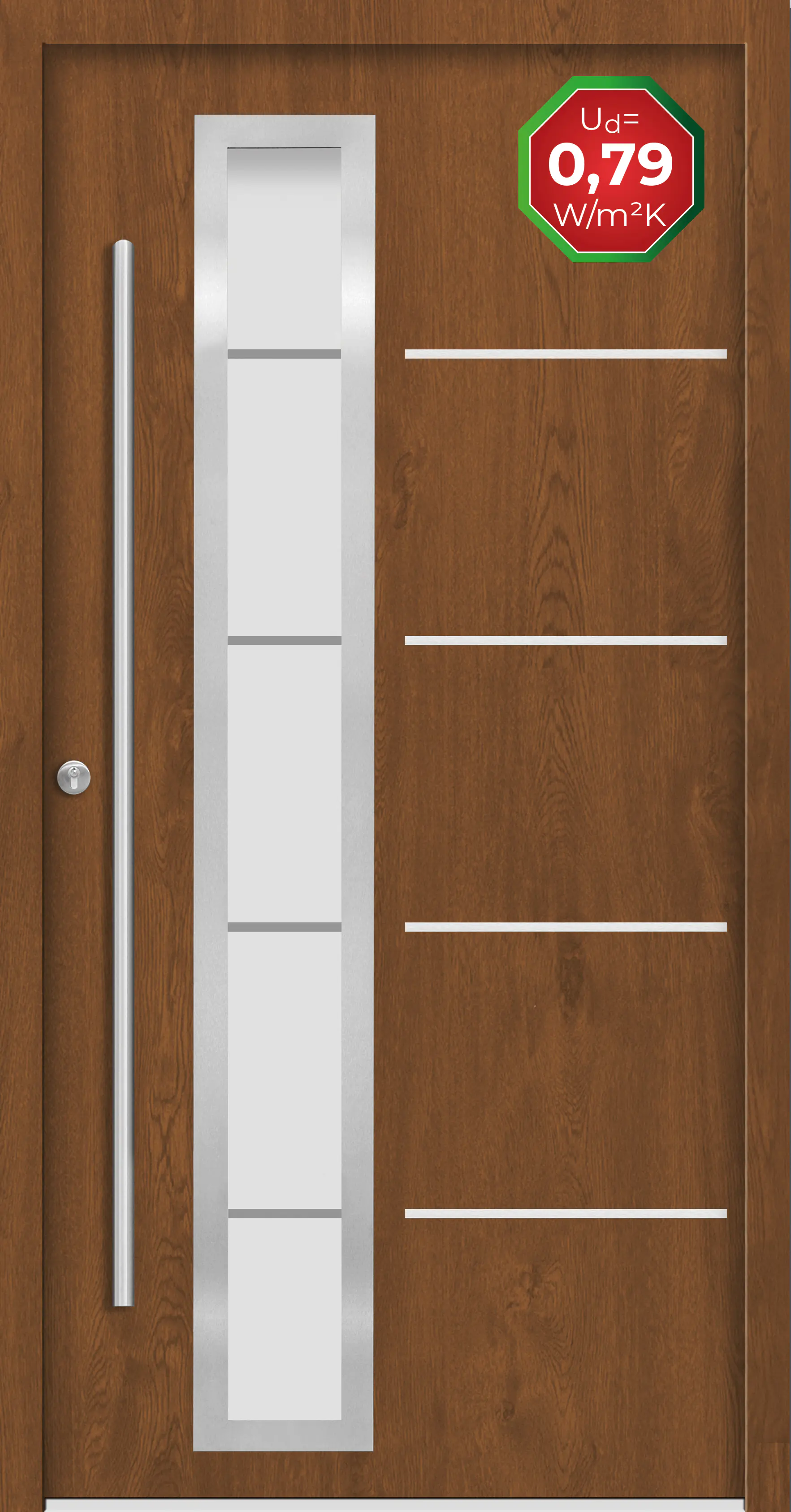 Splendoor Haustür Passivedoor Premium B06 Golden Oak DIN Links 100 x 210 cm
