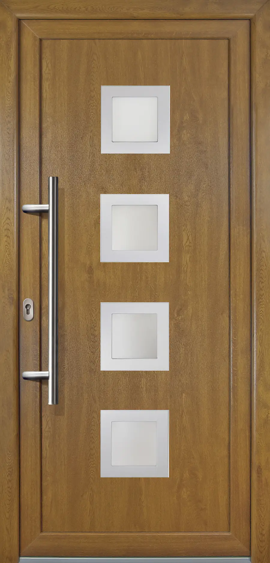 4060691163244 Meeth Haustür Signum PVC Exclusiv PVC Modell 84 108 x 208 cm, DIN links, weiß/golden Oak