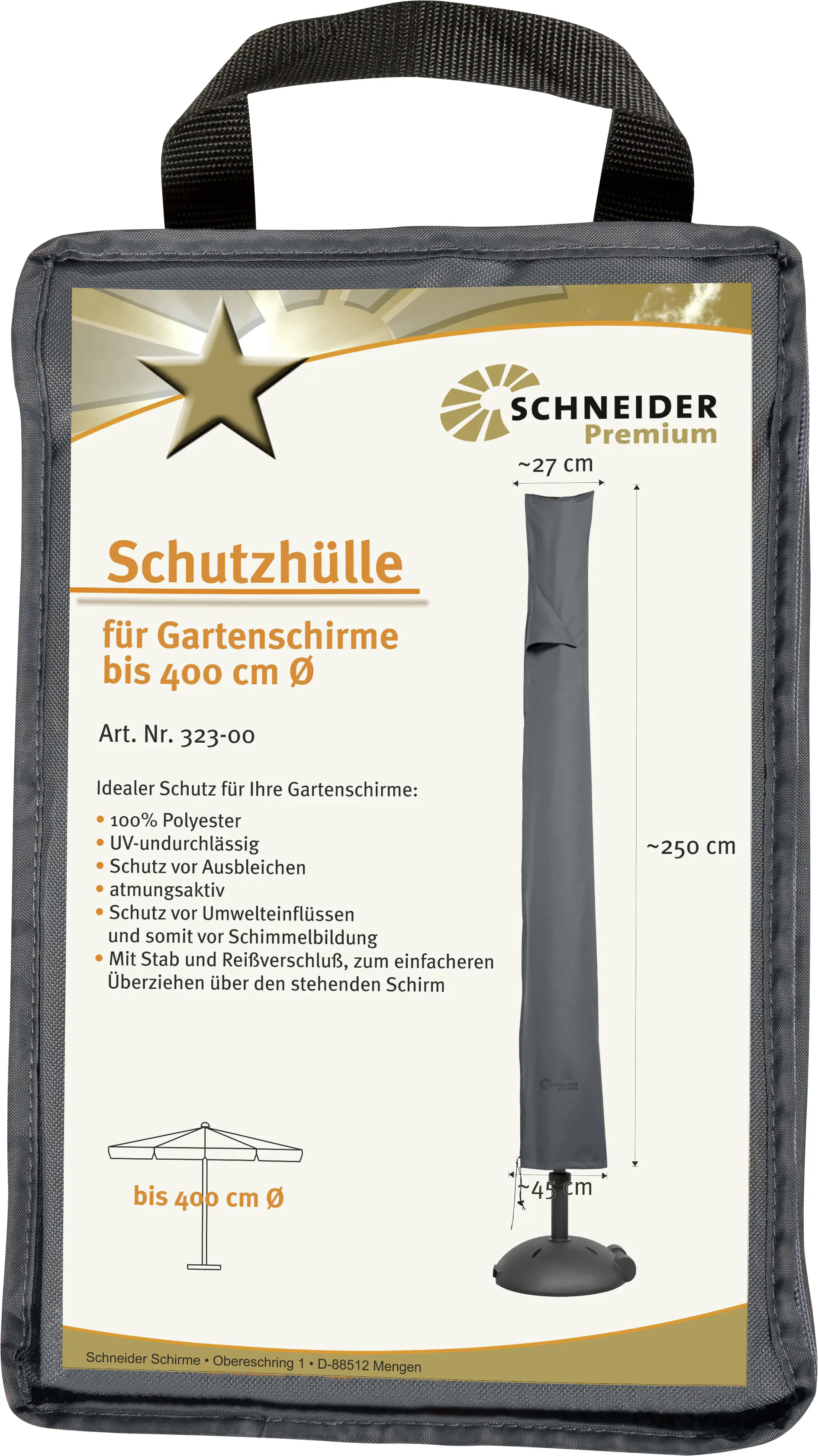 Schneider Premium Schutzhülle für Schirme bis 400 cm Ø und 300 x 300 cm