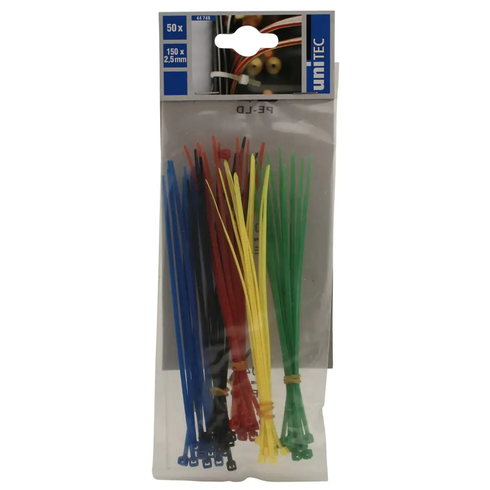 Kabelbinder-Set 2,5 x 150 mm, 50 Stück, farblich sortiert