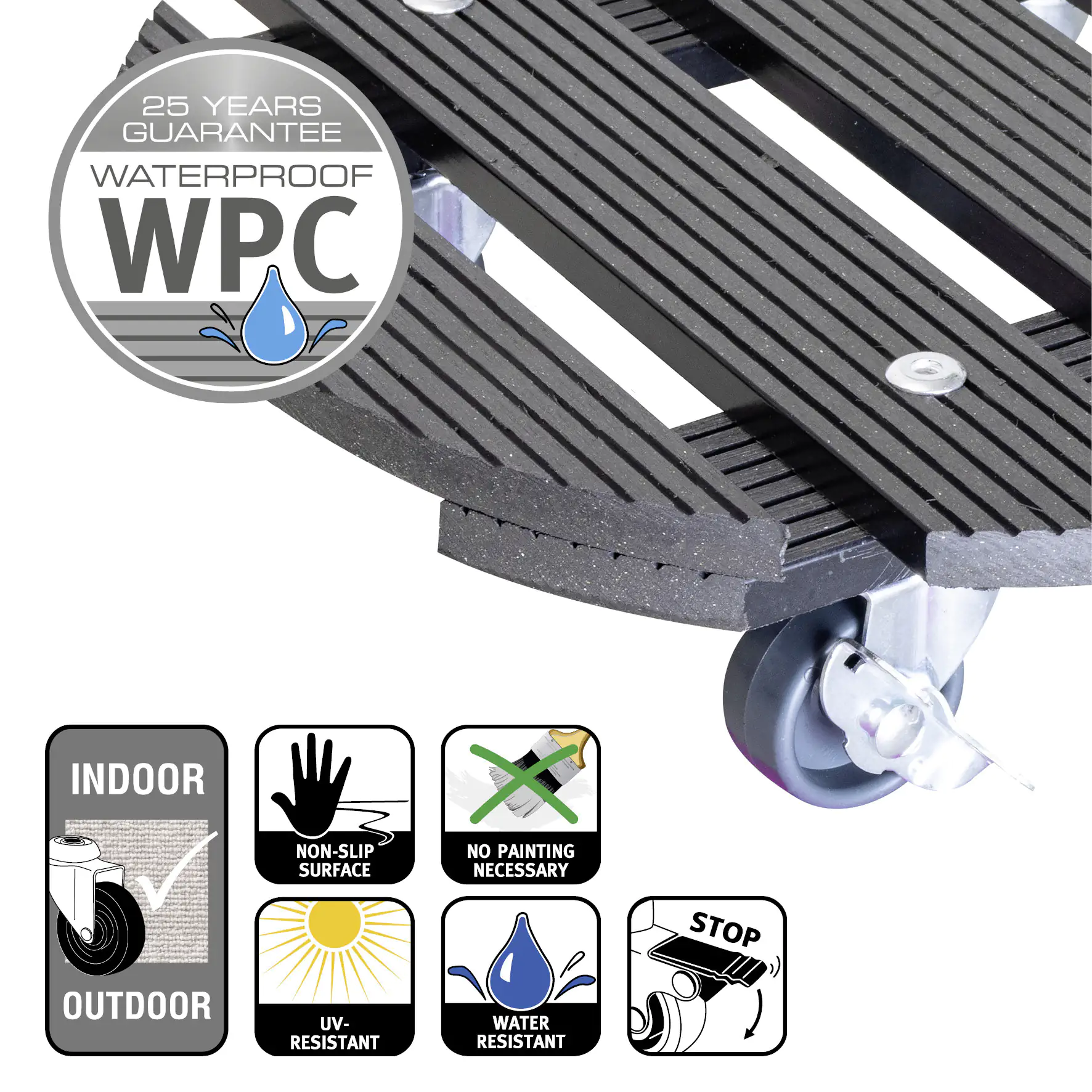 WAGNER Pflanzenroller WPC rund Ø 29 cm Tragkraft bis max. 100 kg