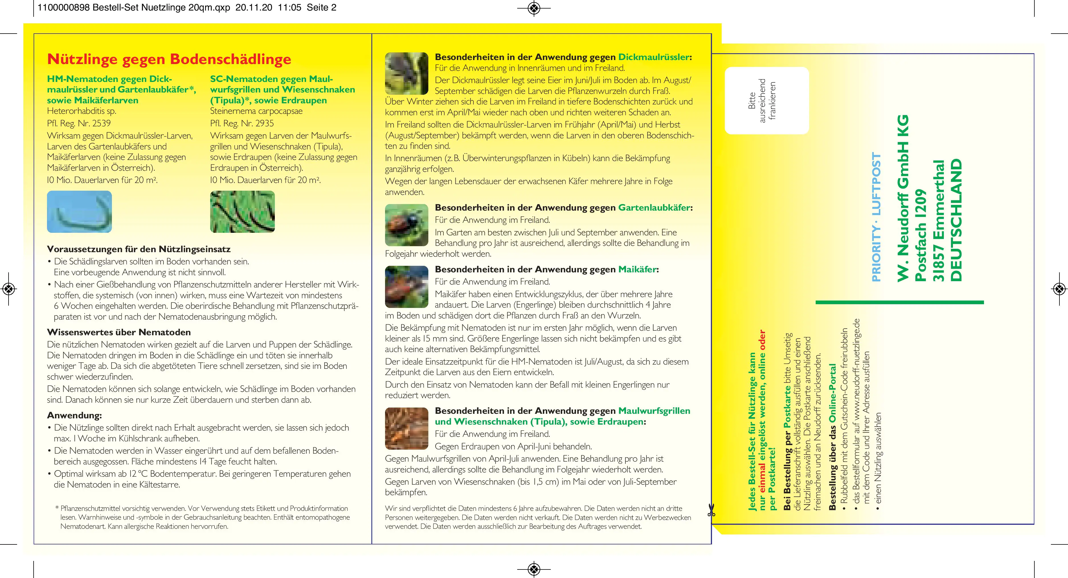 Neudorff Bestell-Set Nützlinge Bodenschädlinge gegen Bodenschädlinge 1 St. Neudorff Bestell-Set Nützlinge Bodenschädlinge gegen Bodenschädlinge 1 St.