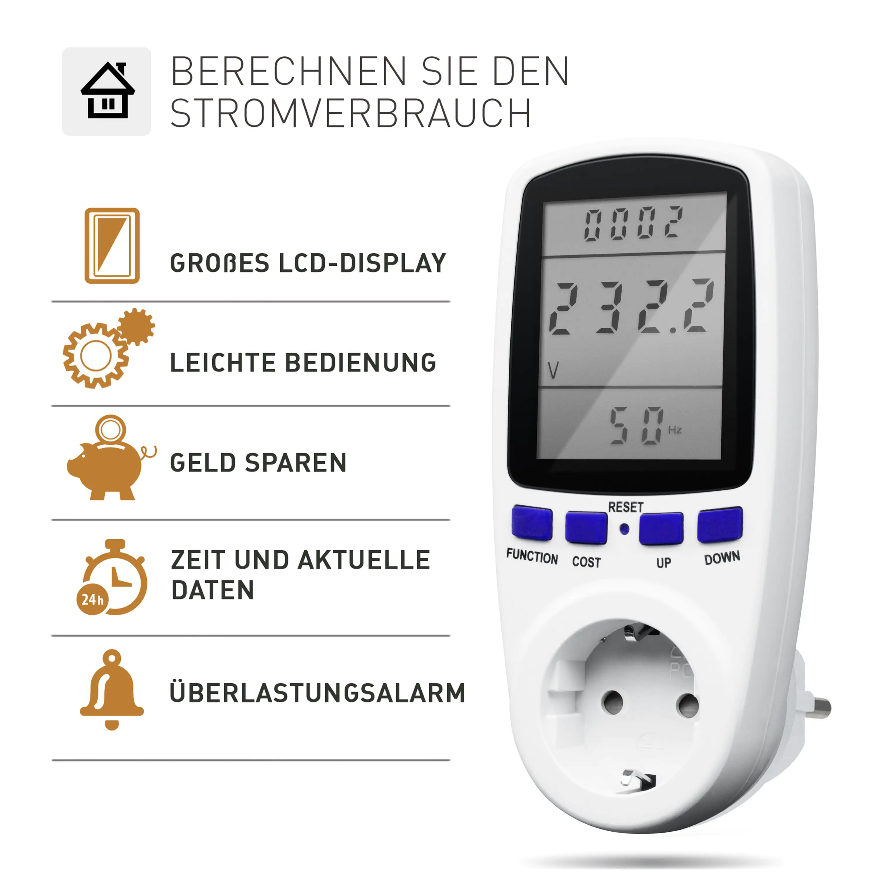 Energiekosten-Messgerät mit LCD Display Inspector III, weiß Energiekosten-Messgerät mit LCD Display Inspector III, weiß