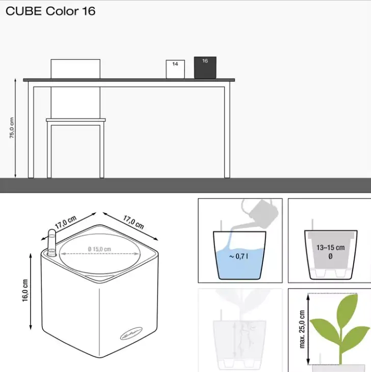 Lechuza Pflanzgefäß Cube Color 16 schiefergrau