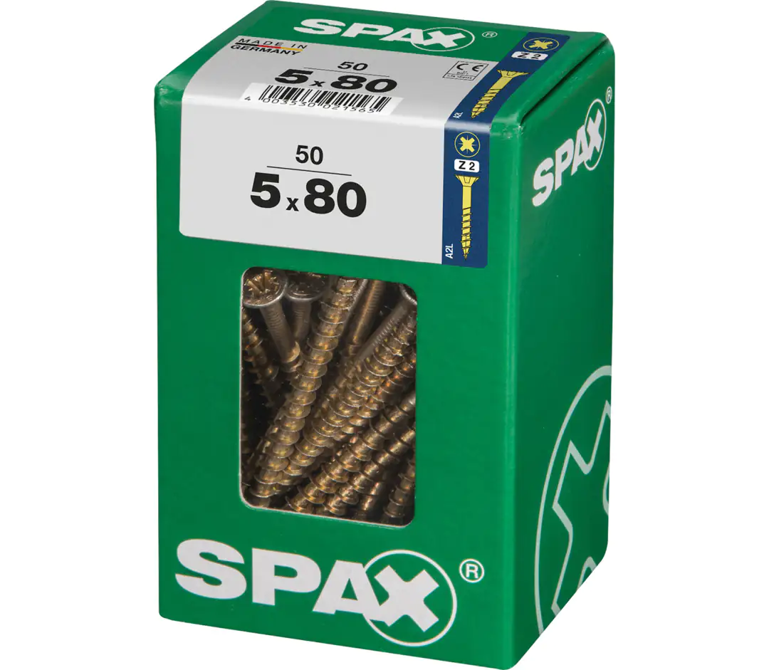 Spax Universalschrauben 5.0 x 80 mm PZ 2 - 50 Stk.