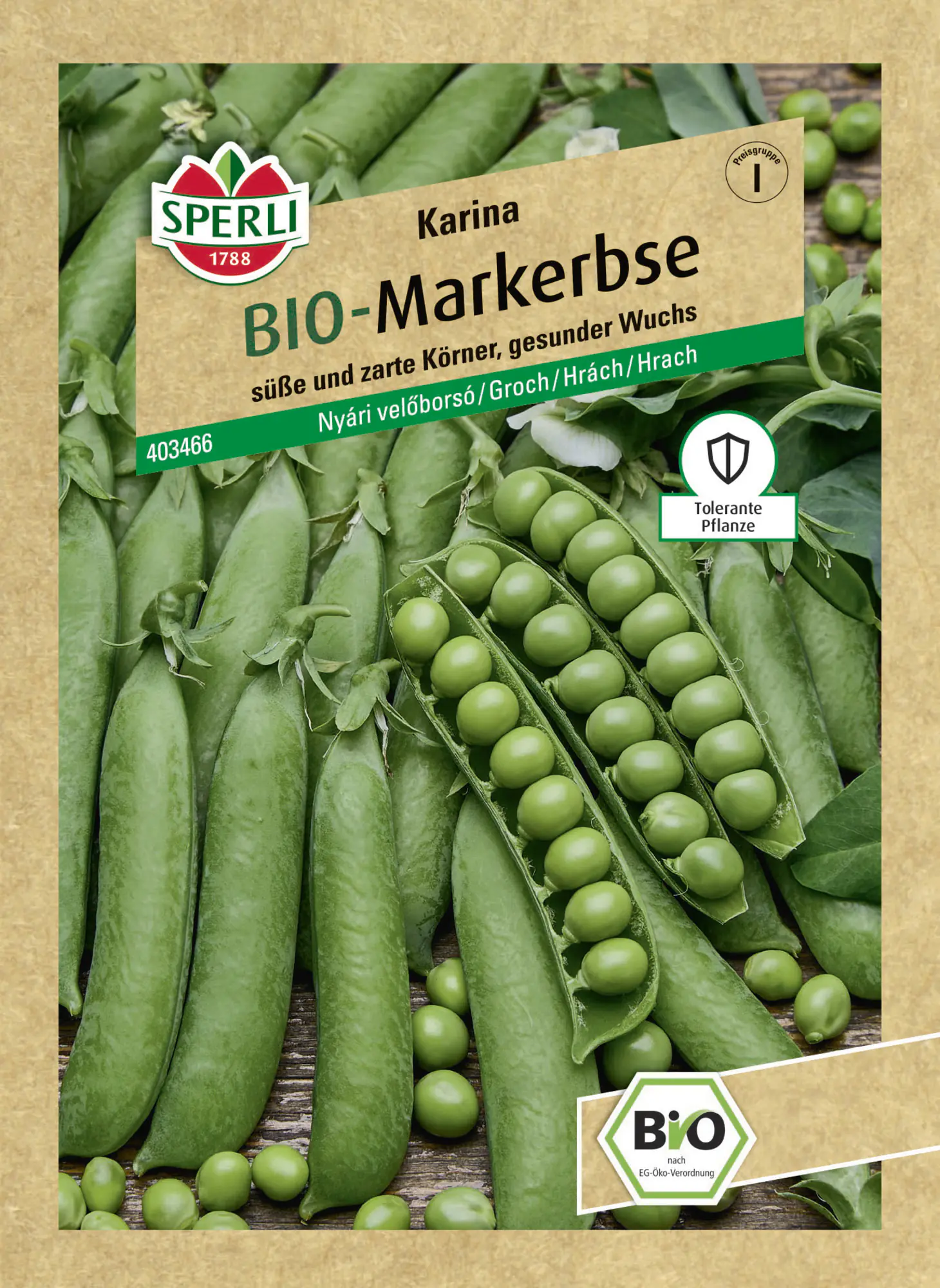 Sperli Saatgut BIO Markerbse Karina für bis zu 5-8 lfd. Meter