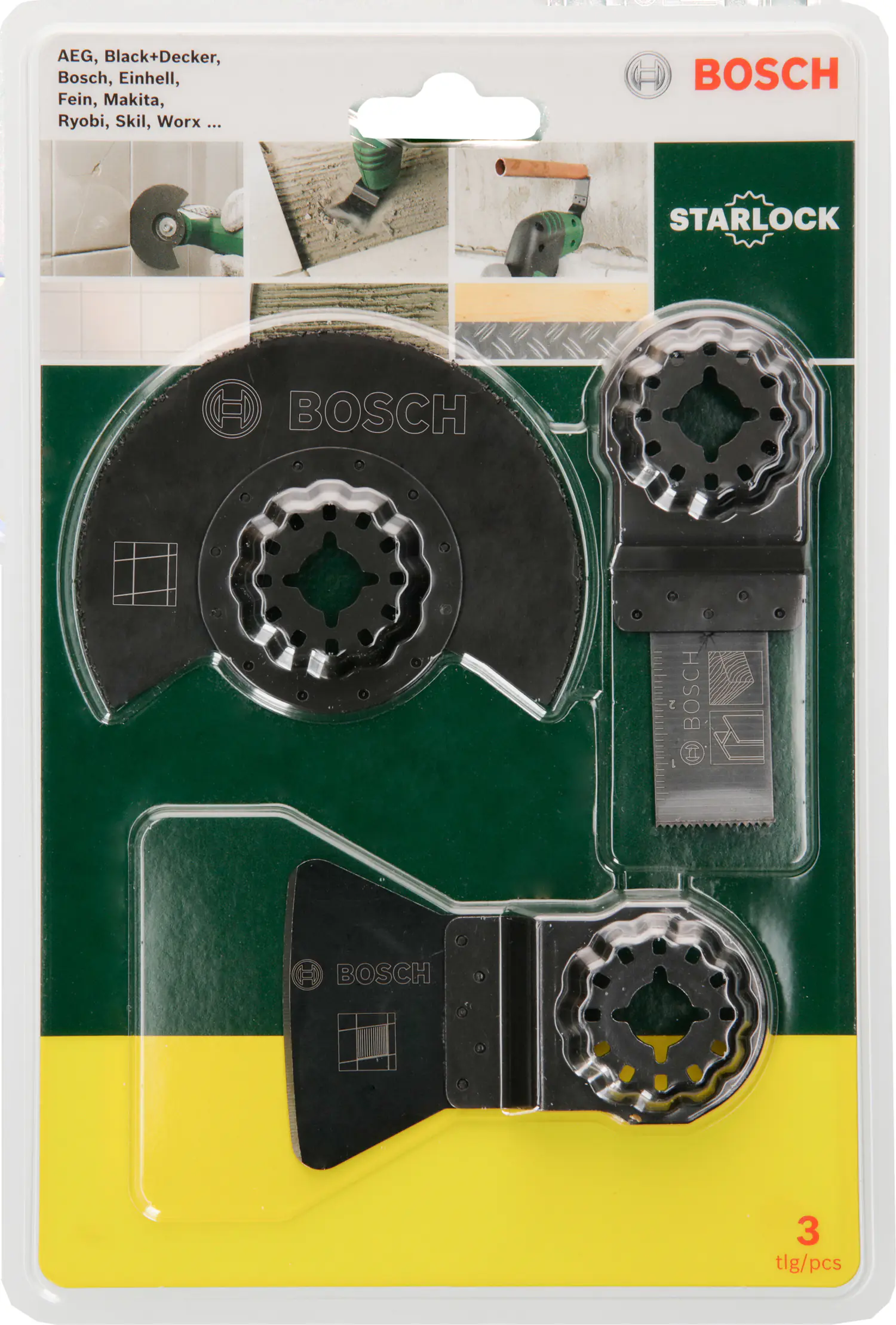 Bosch Sägeblätter Starlock Starter-Set Tiles für Multifunktionsgeräte 3-teilig