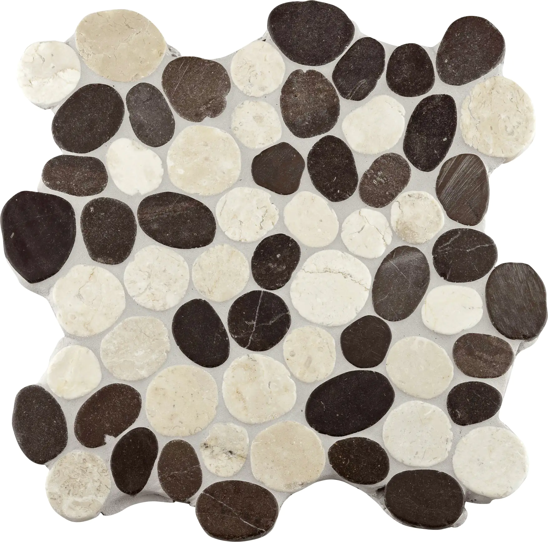 Mosaikfliese Marmor Kiesel 30 x 30 cm weiß-grau