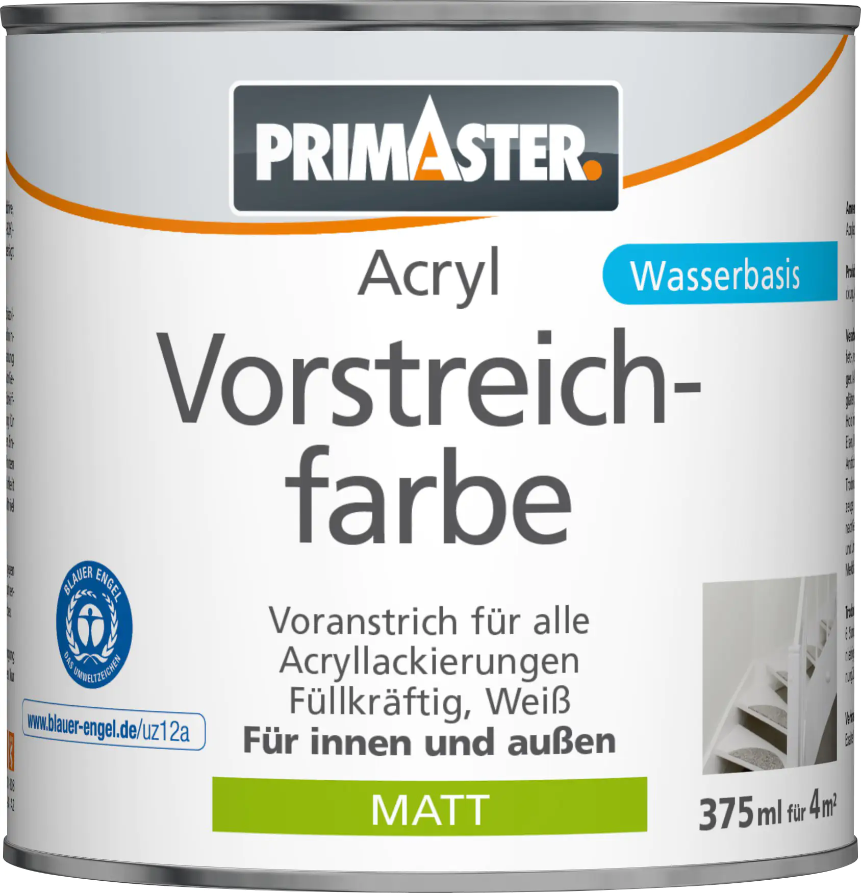 Primaster Acryl Vorstreichfarbe 375 ml weiß matt Primaster Acryl Vorstreichfarbe 375 ml weiß matt