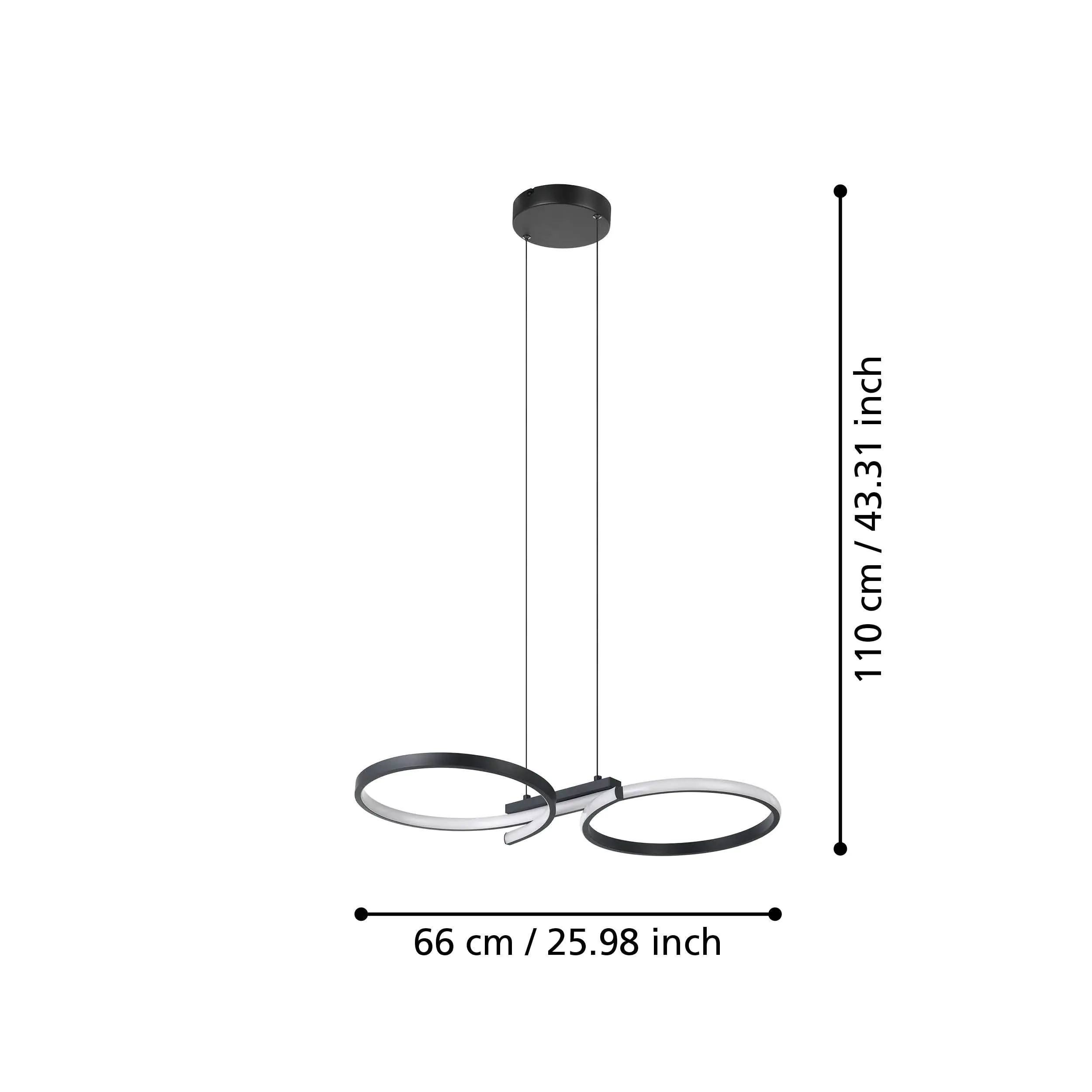 Eglo LED Hängeleuchte Serpins schwarz 66 x 30 x 110 cm Eglo LED Hängeleuchte Serpins schwarz 66 x 30 x 110 cm