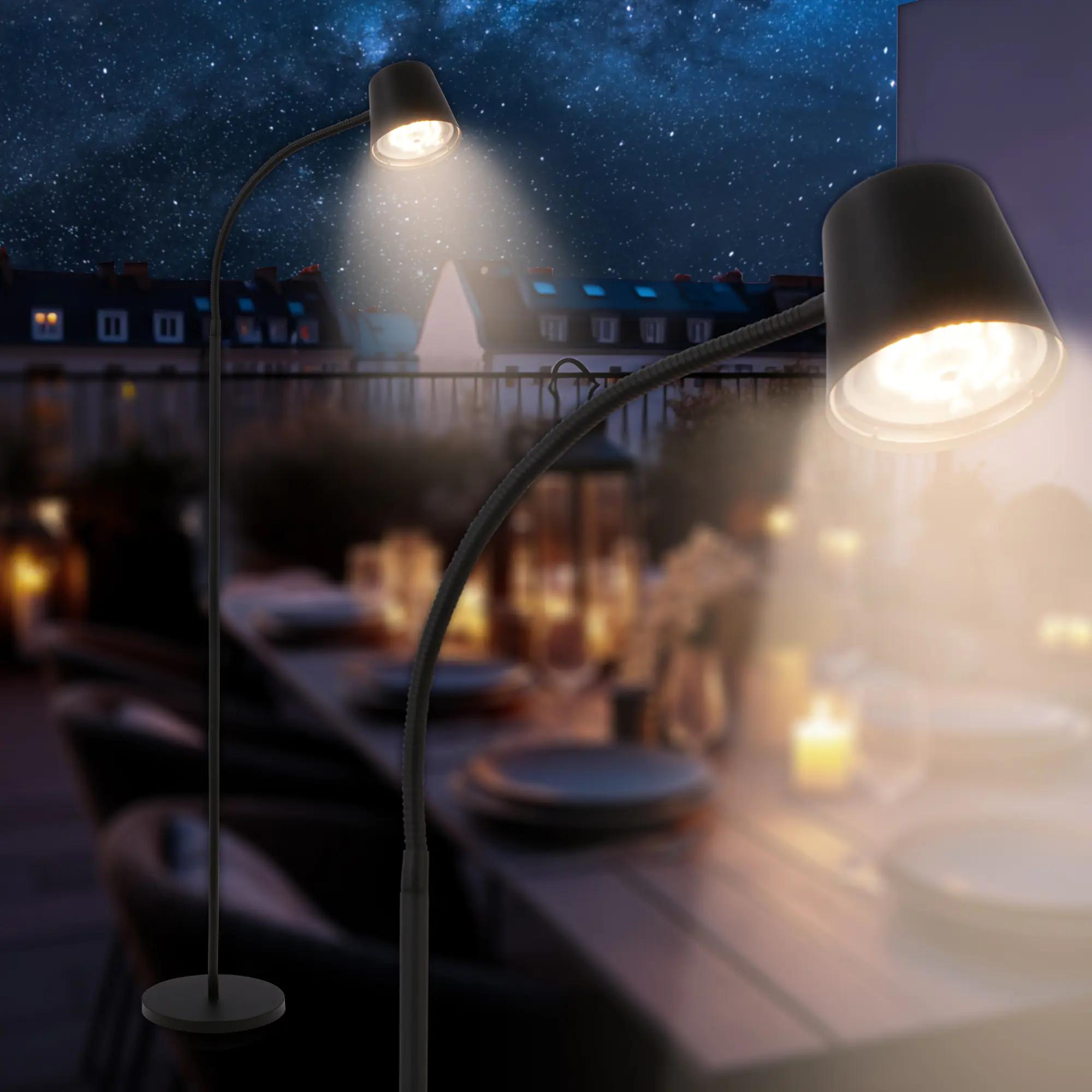 Brilloner LED-Akku-Stehleuchte Cielo 5,5 W Metall schwarz warmweiß